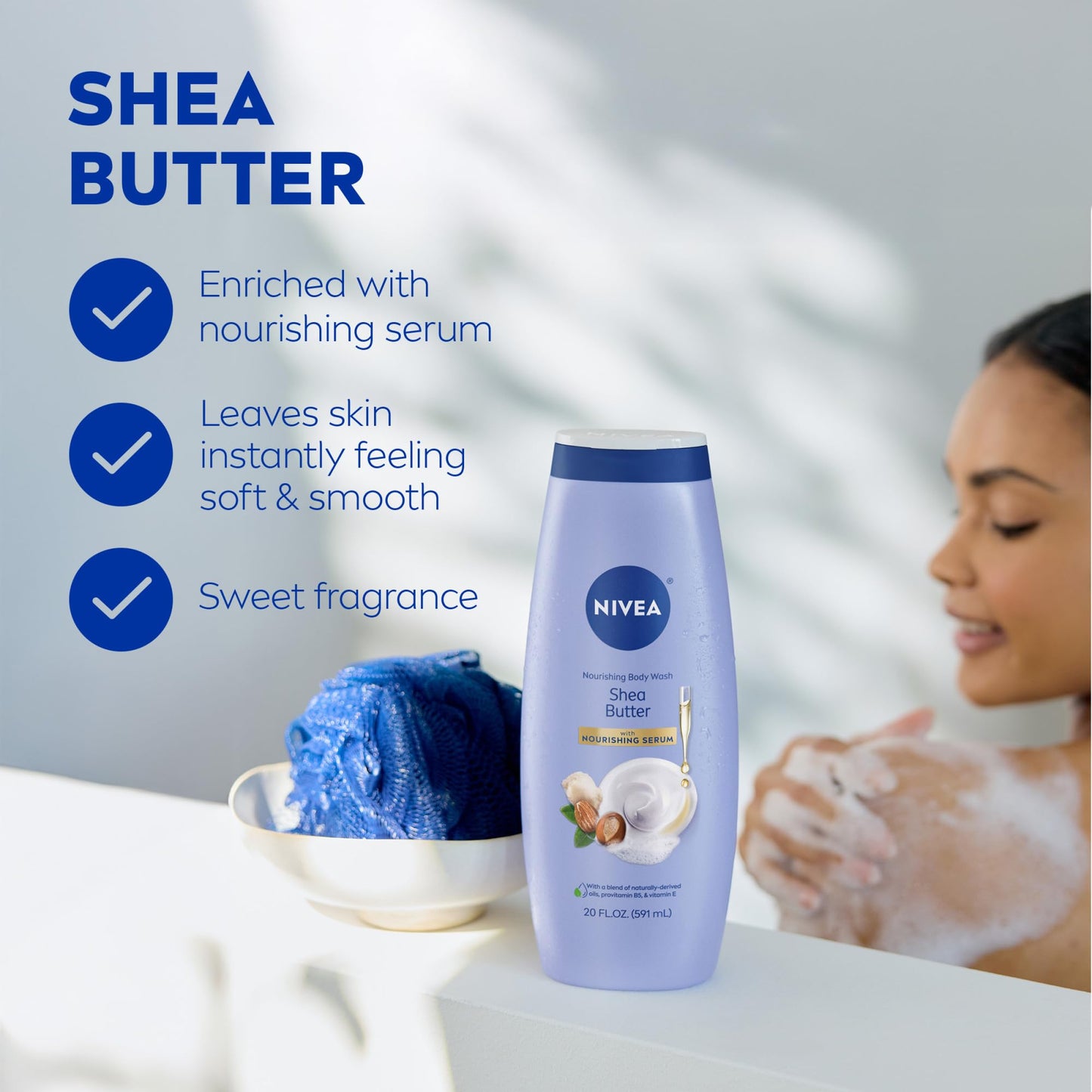 NIVEA Nourishing Shea Butter Body Wash with Nourishing Serum, Moisturizing Body Wash for Women, Enriched Provitamin B5 and Vitamin E, 20 Fl Oz Bottle Beauty & Personal Care NIVEA