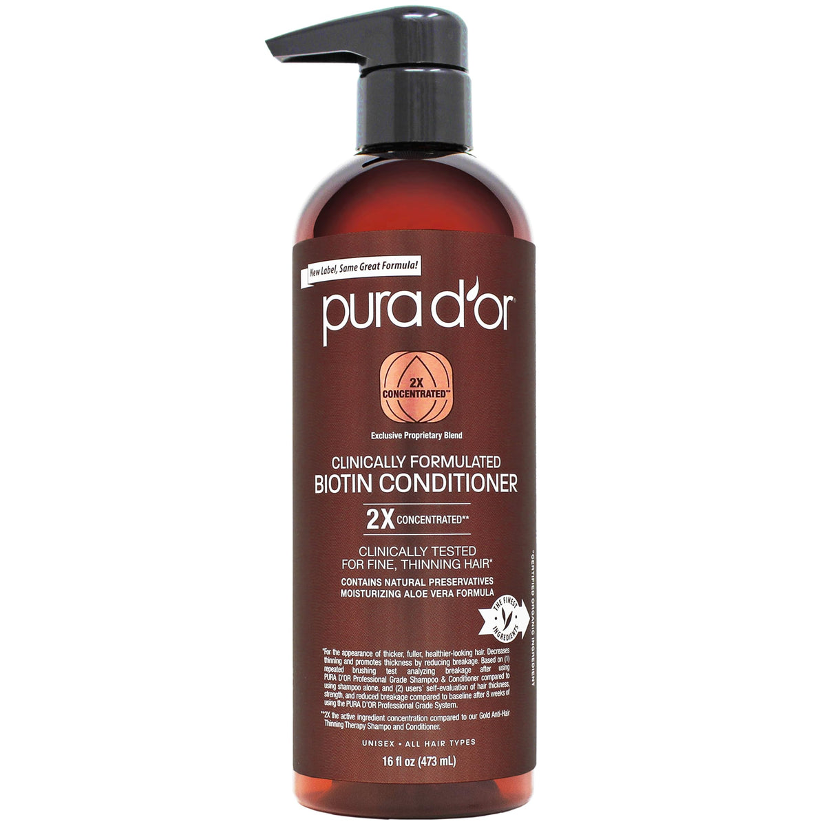 PURA D'OR Clinically Formulated Biotin Conditioner for Thinning Hair, 16oz