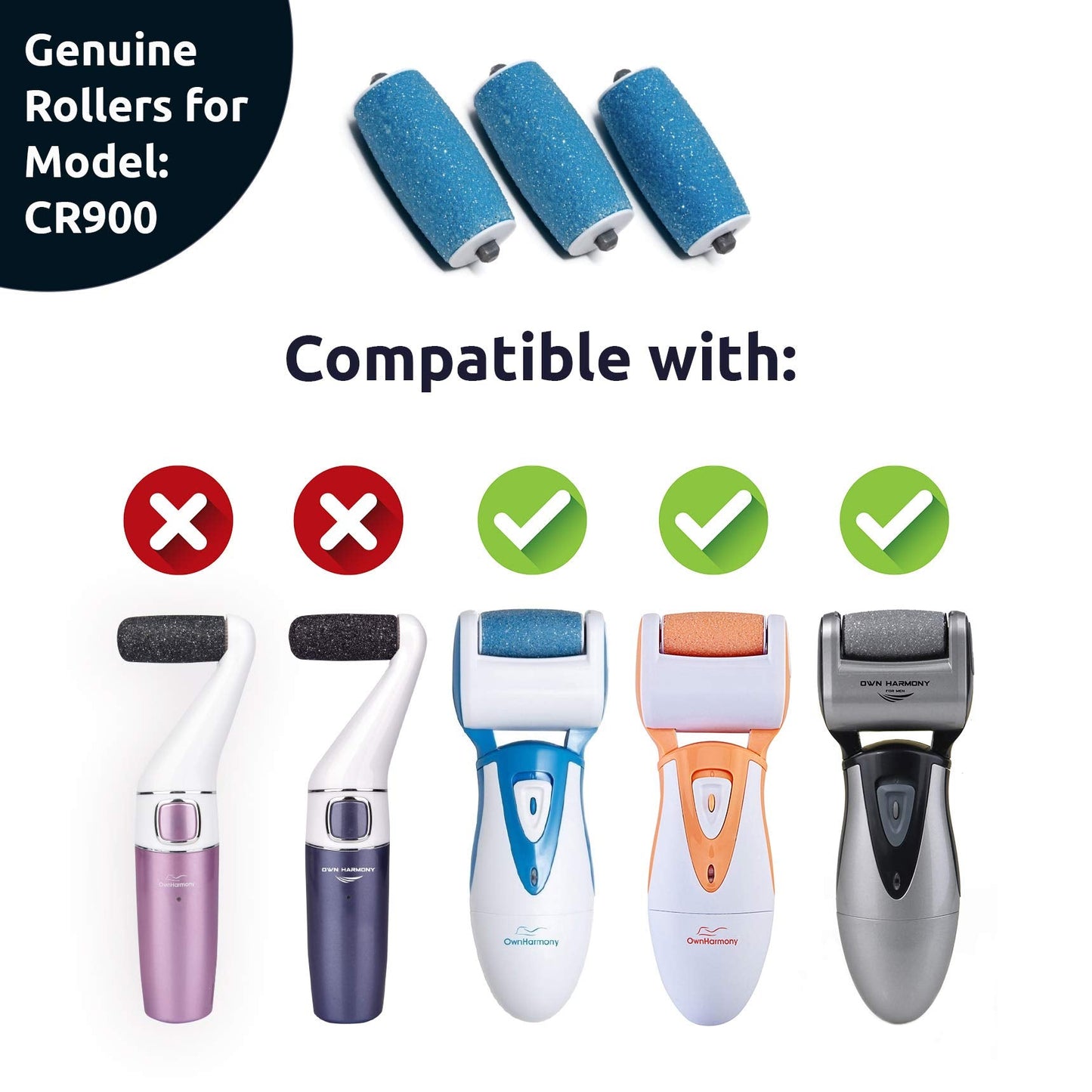 Own Harmony Refill Rollers Best Fit for Electric Callus Remover CR900 - Foot Care for Healthy Feet - Pedicure File Tools - Replacement 3 Pack (Regular Beauty & Personal Care Own Harmony