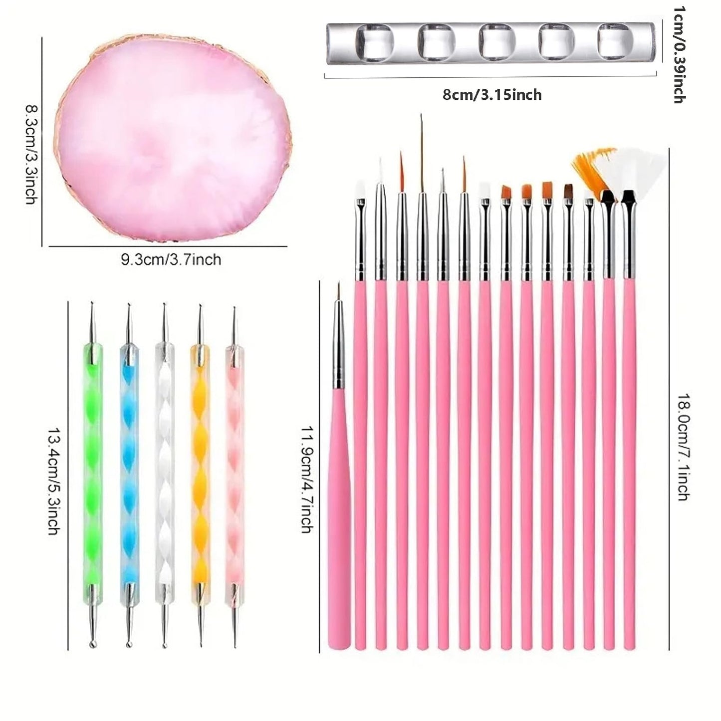 HomTop Nail Art Tools 22-piece Set, Resin Nail Art Palette, 2-way Acrylic Silicone Engraving Pen Dotting Pen Tools Nail Art Kit for Nail Art DIY Home Beauty and Personal Care HomTop