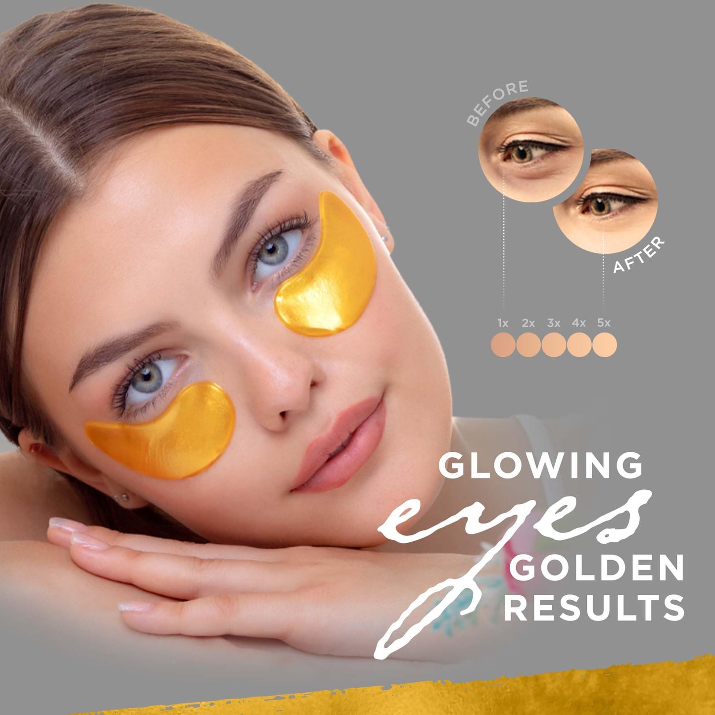 Dermoland Under Eye Patches For Women - 24K Gold Eye Masks, 15 Pairs | Hyaluronic Acid | Reduces Puffiness, Dark Circles & Wrinkles | Vegan Beauty & Personal Care Dermoland