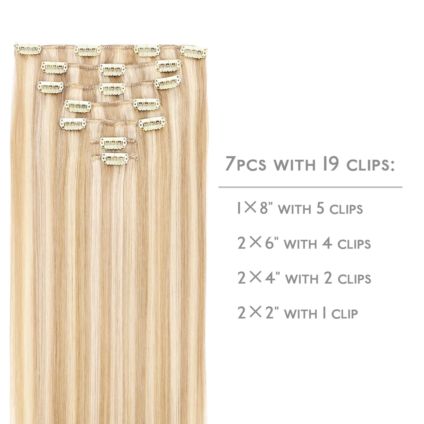 WENNALIFE Hair Extensions Clip In, 9pcs 24inch 150g Dirty Blonde Highlighted Bleach Blonde Thicker Clip In Hair Extensions Real Human Hair Remy hair Beauty and Personal Care Wennalife