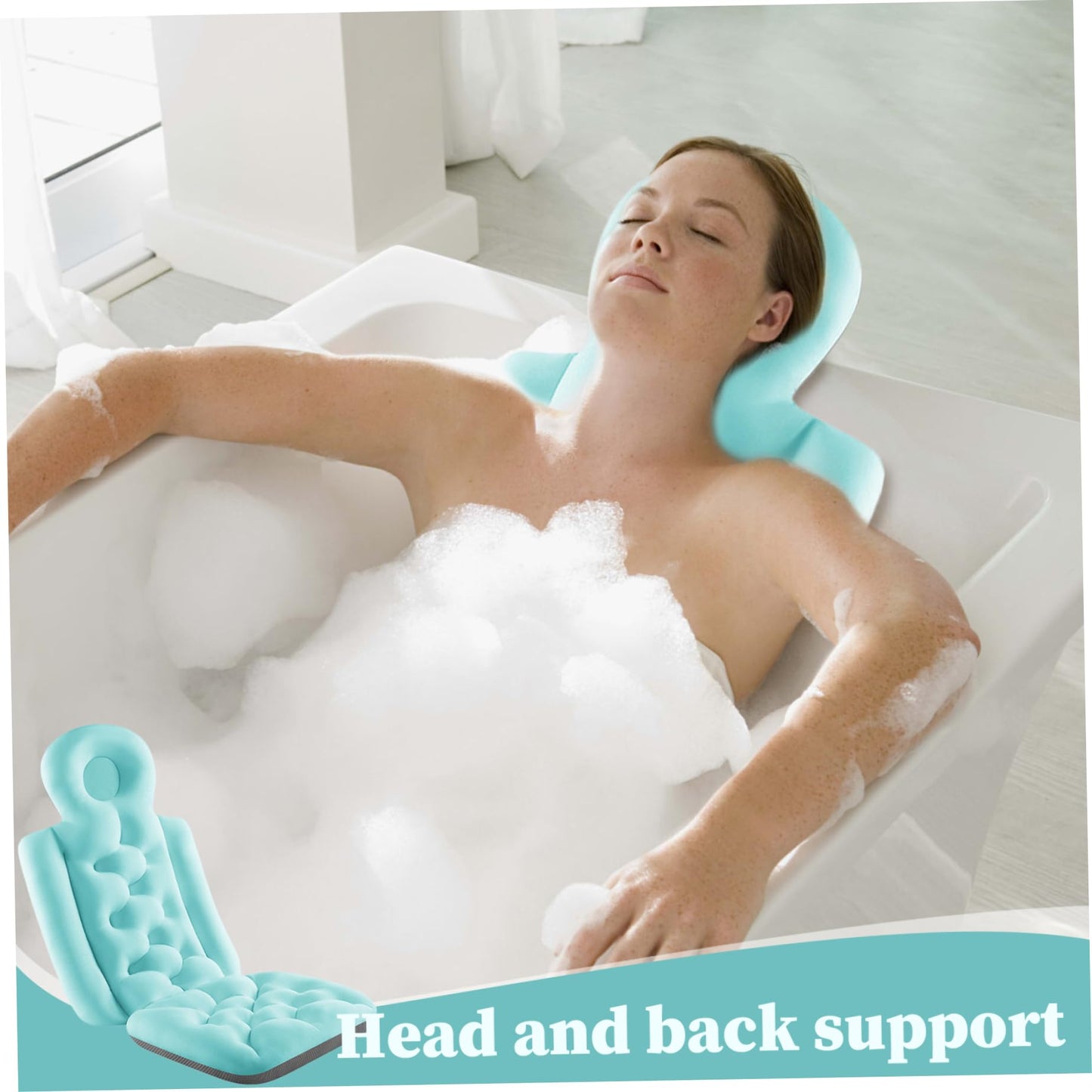 MOUNTTU Bath Cushion for Tub,16x37in Soft Non-slip Bath Pillow Breathable Leakproof Bathtub Pillow with Buckle Fast Fast Drying Skin-friendly Beauty and Personal Care MOUNTTU