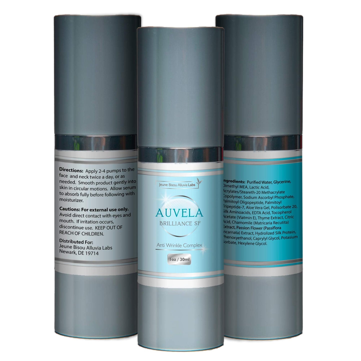 Auvela Brilliance SF Face & Neck Serum - Anti Wrinkle Complex - Fast Acting Serum - Help Plump and Support Skin to Reduce the Appearance of Wrinkles Beauty & Personal Care Jeune Bisou Alluvia Labs