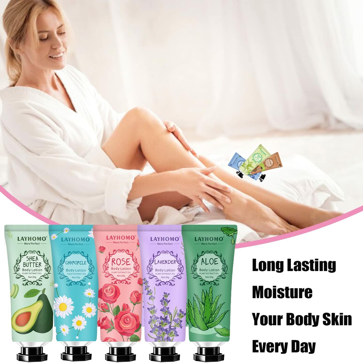 20 Pack Mini Body Lotion Gift Bulk for Dry Skin,Travel Size Small Body Cream With Shea Butter Natural Fragrance Moisturizing Body Lotion for Women Beauty & Personal Care Layhomo