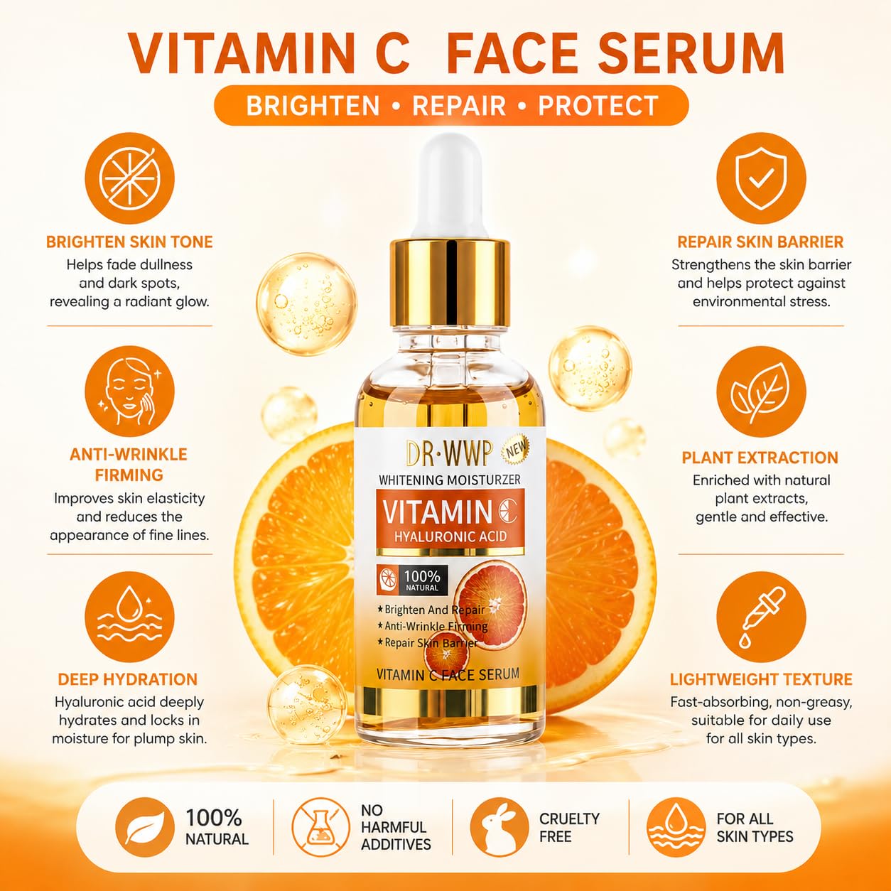Vitamin C Serum For Face, Anti Aging Formula with Vitamin C, Hyaluronic Acid, Vitamin E - Brightening Serum - Improve Appearance of Dark Spots, Tone Beauty & Personal Care Gracefleur