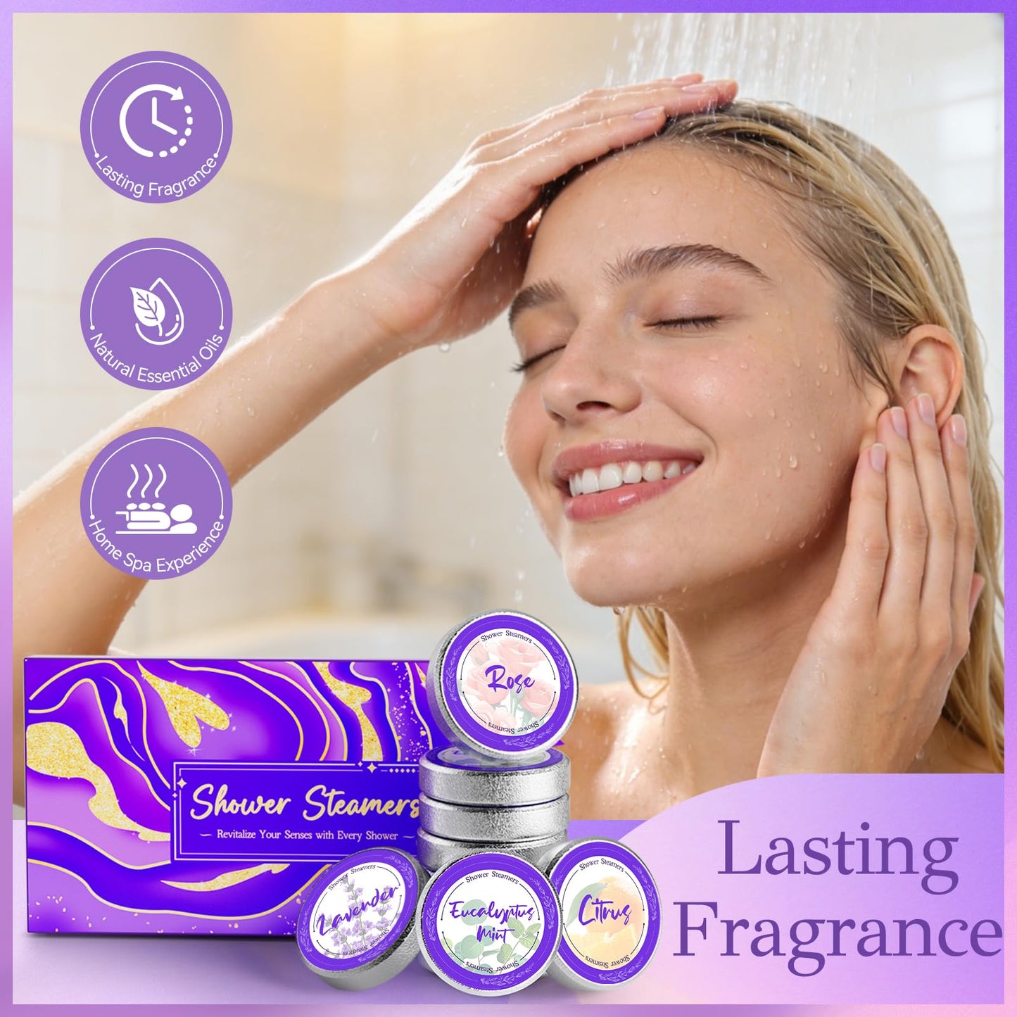 8 Pcs Shower Steamers Aromatherapy: Birthday Gifts for Women Mom Teen Girl Friends Sister, Christmas Stocking Stuffers, Self Care with Natural Beauty and Personal Care Futricy