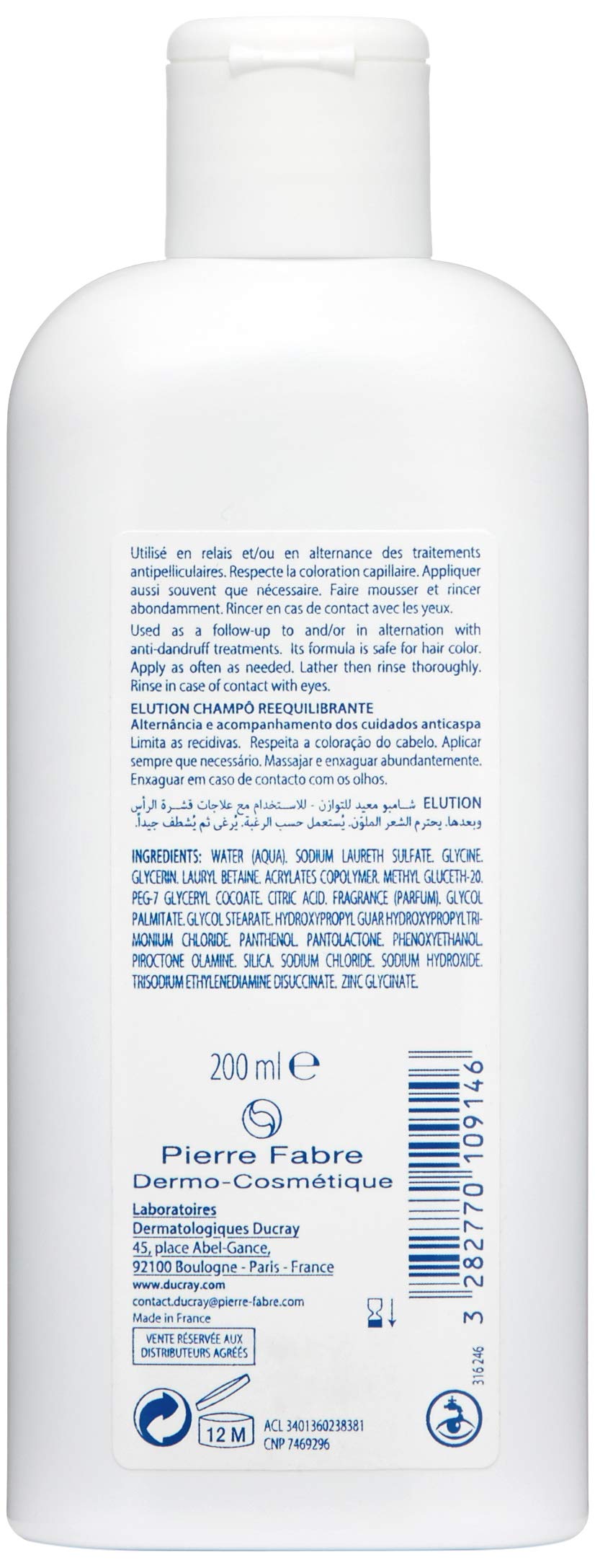 Ducray Elution Rebalancing Shampoo, 6.7 Fl Oz