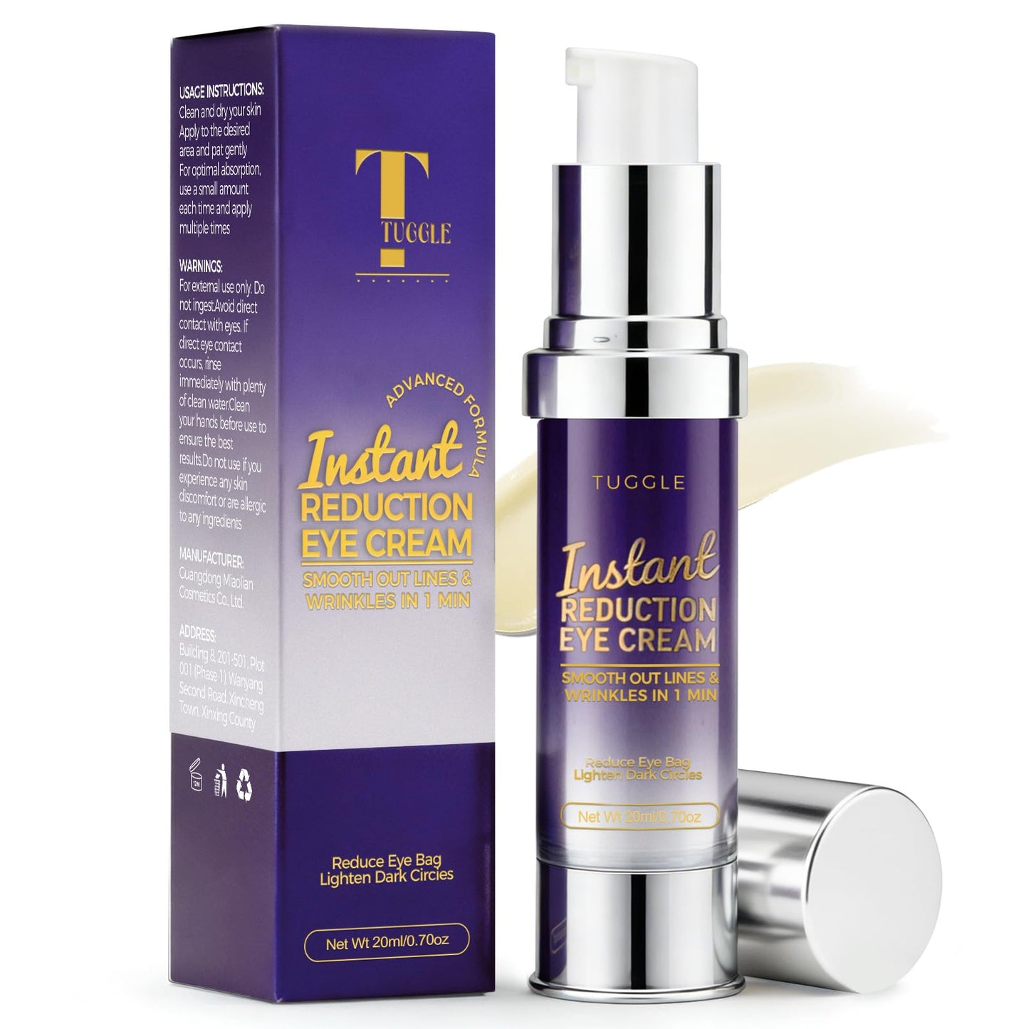 Tuggle Instant Eye & Face Tightening Serum, for Women & Men, 0.70 oz Beauty and Personal Care Tuggle