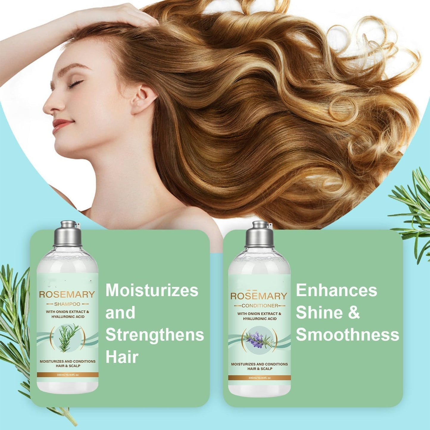 Rosemary Shampoo and Conditioner Set with Rosemary Oil and Onion Extract, Thickening Formula - Volumizing Clarifying, Hydrating and Thickening Hair Beauty & Personal Care SANZHUAN