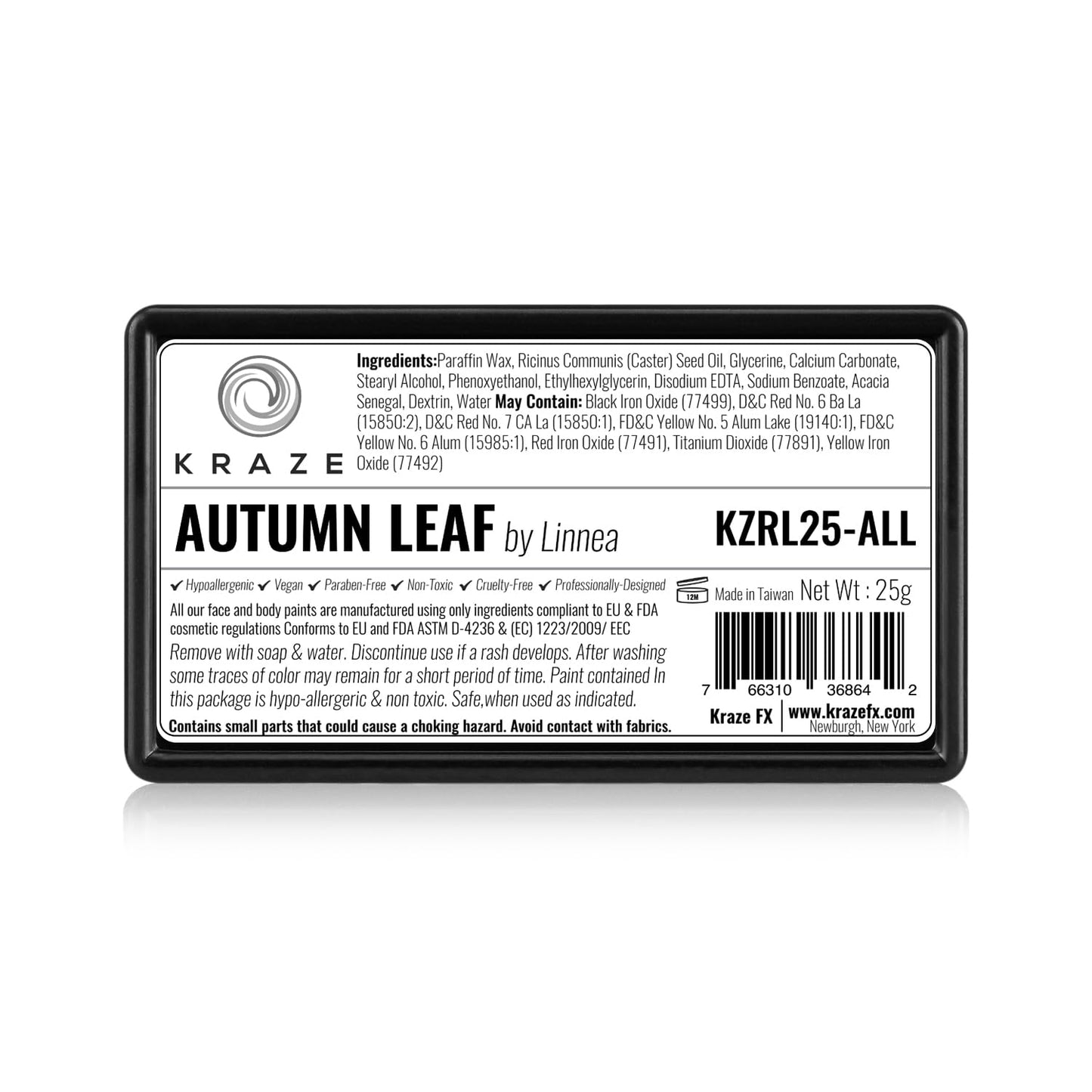 Kraze FX Dome Stroke - Autumn Leaf by Linnea (25 gm), Professional 1-Stroke Split Cake, Hypoallergenic, Non-Toxic, Water Activated Face & Body Beauty & Personal Care Kraze FX