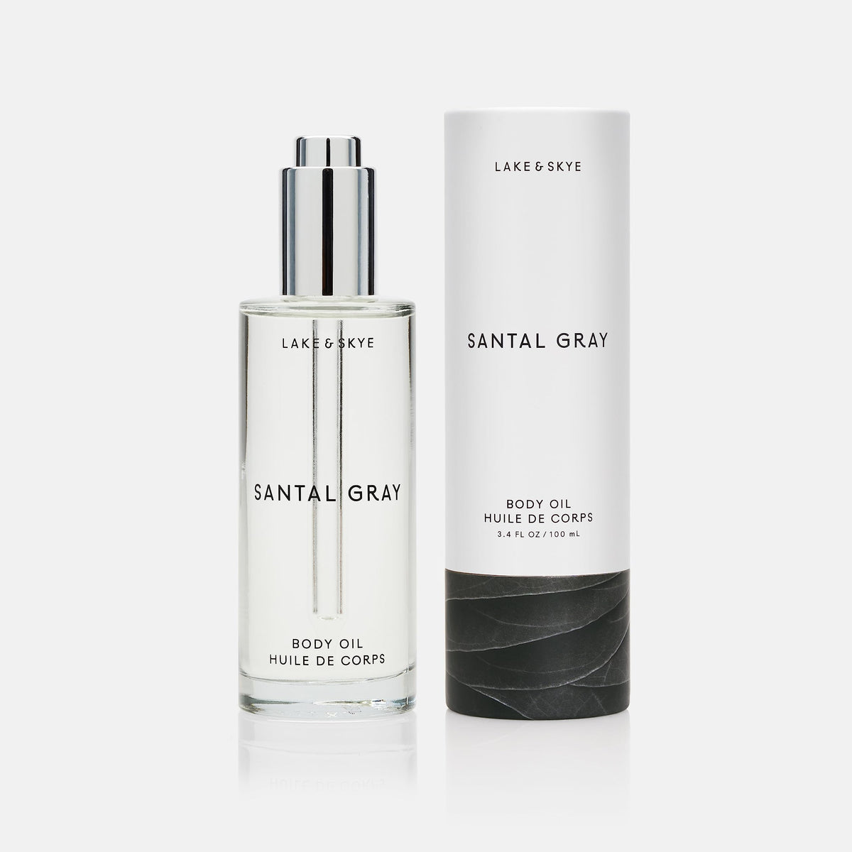 Lake & Skye Santal Gray Body Oil, 3.4 fl oz (100 ml), Hydrating with Vitamin E & Sweet Almond Oil - Woody Scent Beauty & Personal Care Lake & Skye