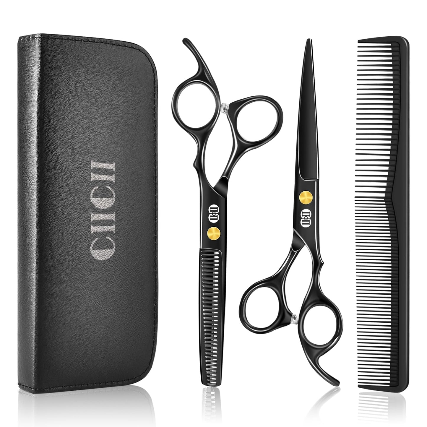 CIICII Hair Cutting Scissors Shears Kit, Professional Barber Haircut Scissors Set (6.7 Inch Hair Beard Hairdressing Trimming Haircutting Thinning Beauty and Personal Care CIICII