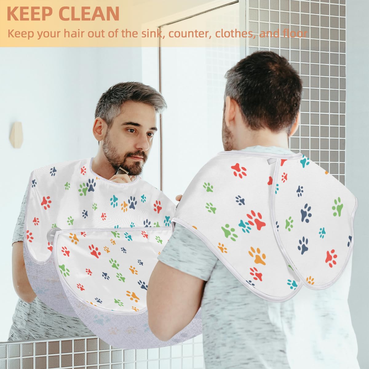 Hsnar Cute Dog Animal Beard Apron Gifts for Men Beard Trimming Catcher Bib Non-Stick Beard Cape for Shaving and Trimming Beauty and Personal Care Hsnar