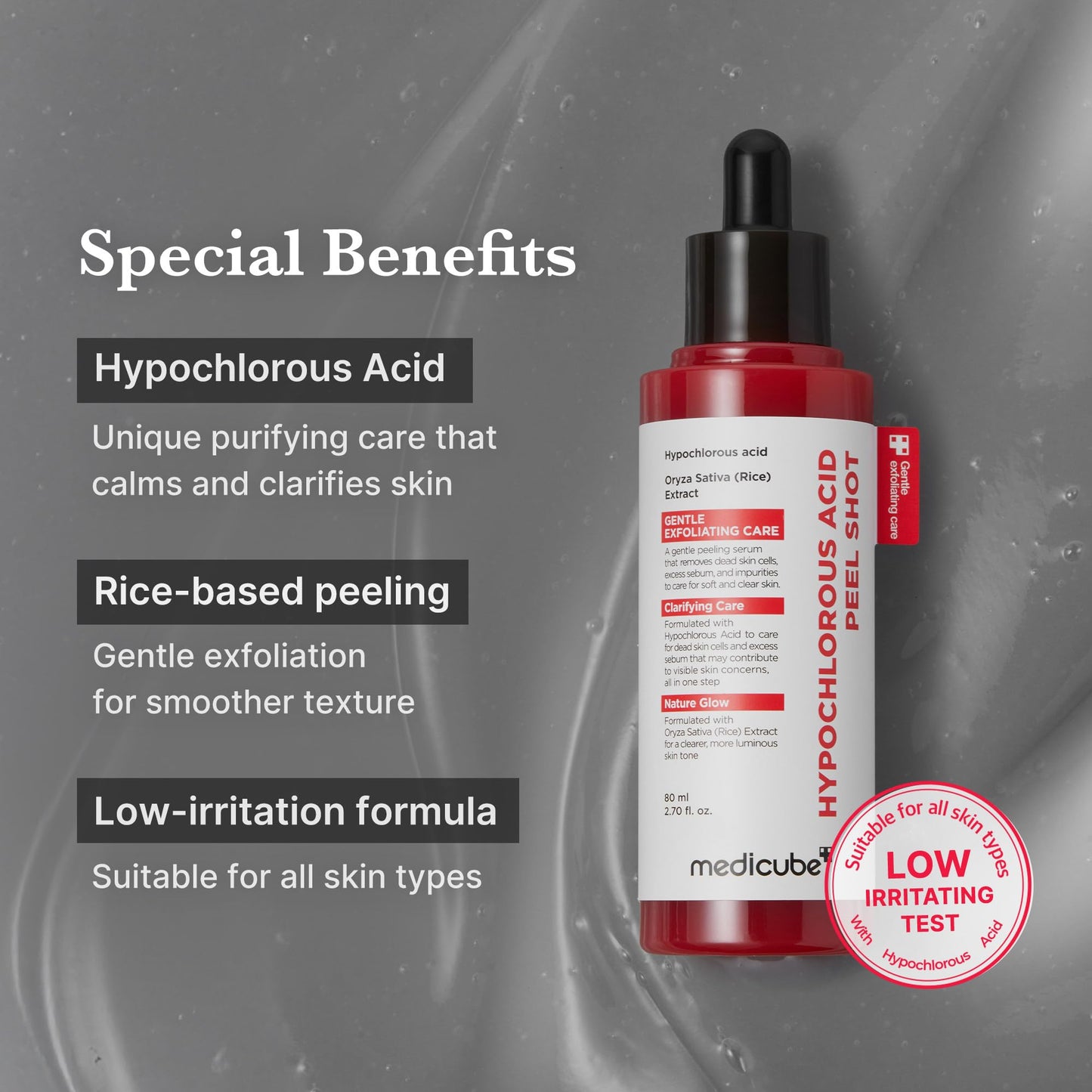 medicube Peel Shot with Hypochlorous Acid | Gentle Exfoliating Serum for Dead Skin Cells & Pores, Blackheads & Excess Sebum Control | Rice Extract Beauty and Personal Care medicube