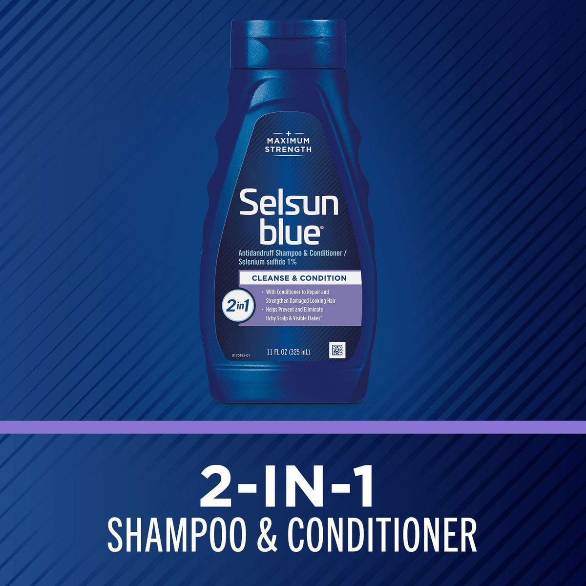 Selsun Blue 2-in-1 Anti-dandruff Shampoo & Conditioner, 11 fl. oz, Maximum Strength 2-in-1 Treatment, Selenium Sulfide 1% (Pack of 2)
