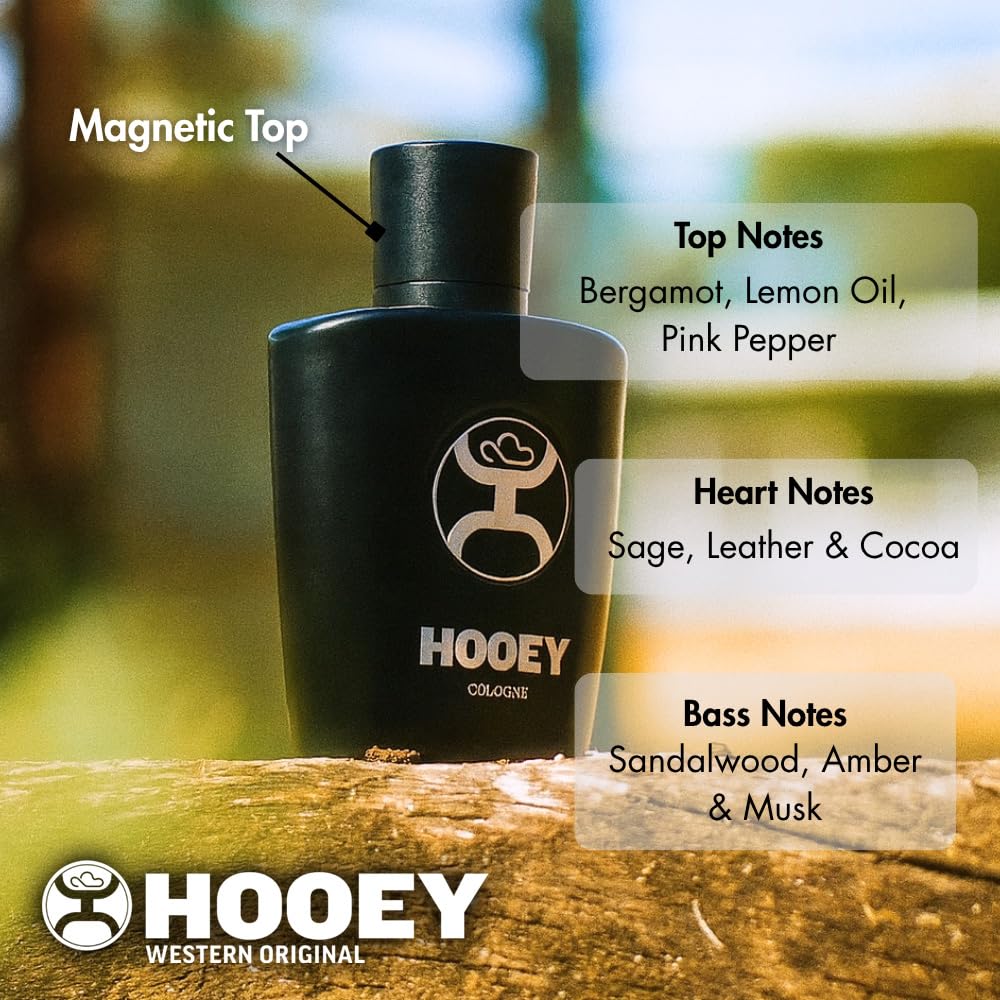HOOEY Men's Cologne Spray - Clean & Fresh Scent with Notes of Bergamot, Lemon Oil, Leather, Sandalwood & Musk - Long-Lasting Cologne for Men - Travel Beauty & Personal Care HOOEY