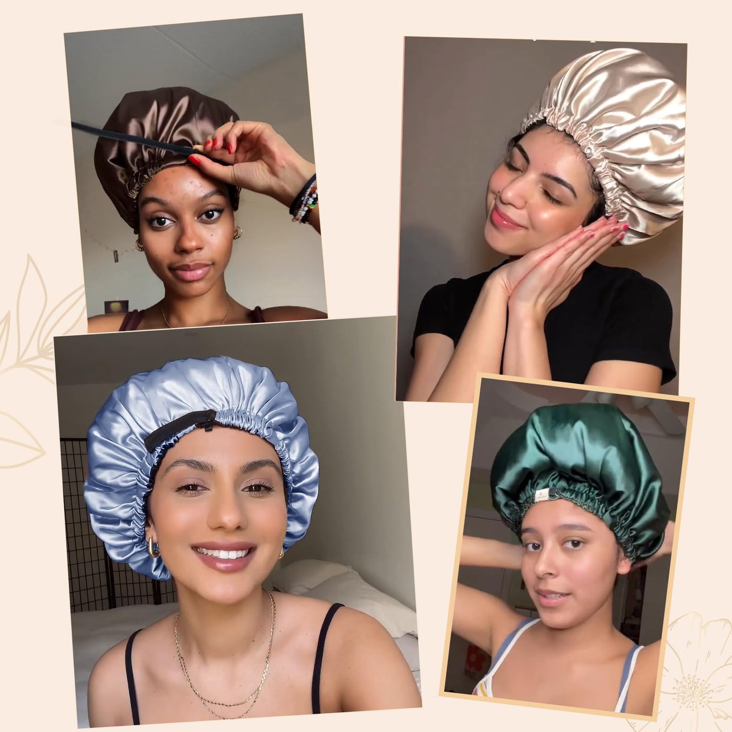 YANIBEST Adjustable Satin Bonnet Double Layer Hair Bonnet for Sleeping Bonnets for Women Hats Curly Natural Hair, Sky Blue Beauty and Personal Care YANIBEST