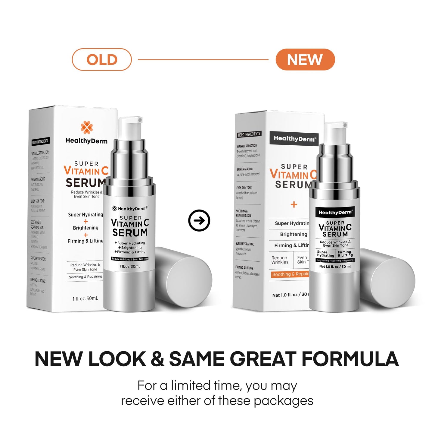 HealthyDerm Super Vitamin C Serum for Women Over 70: Niacinamide, Vitamin C, Hyaluronic Acid, Peptides, Vitamin E, Caffeine, Bakuchiol, Hydrating Beauty & Personal Care HealthyDerm