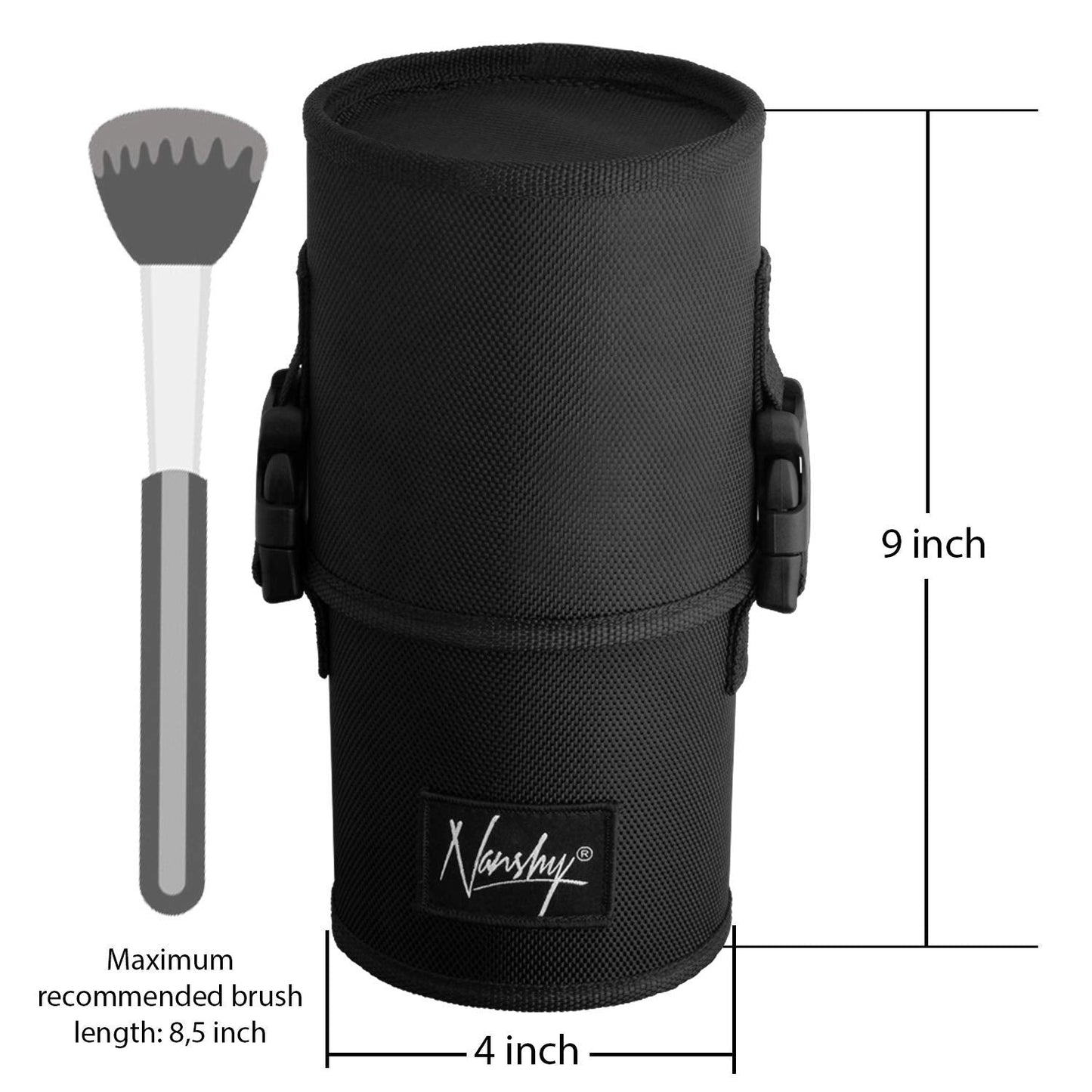 Nanshy Travel Makeup Brush Holder with Lid - Large, Stand Up Makeup Brush Case for MUA - 2-in-1 Durable Makeup Brush Organizer Bag & 2 Brush Cups Beauty & Personal Care Nanshy