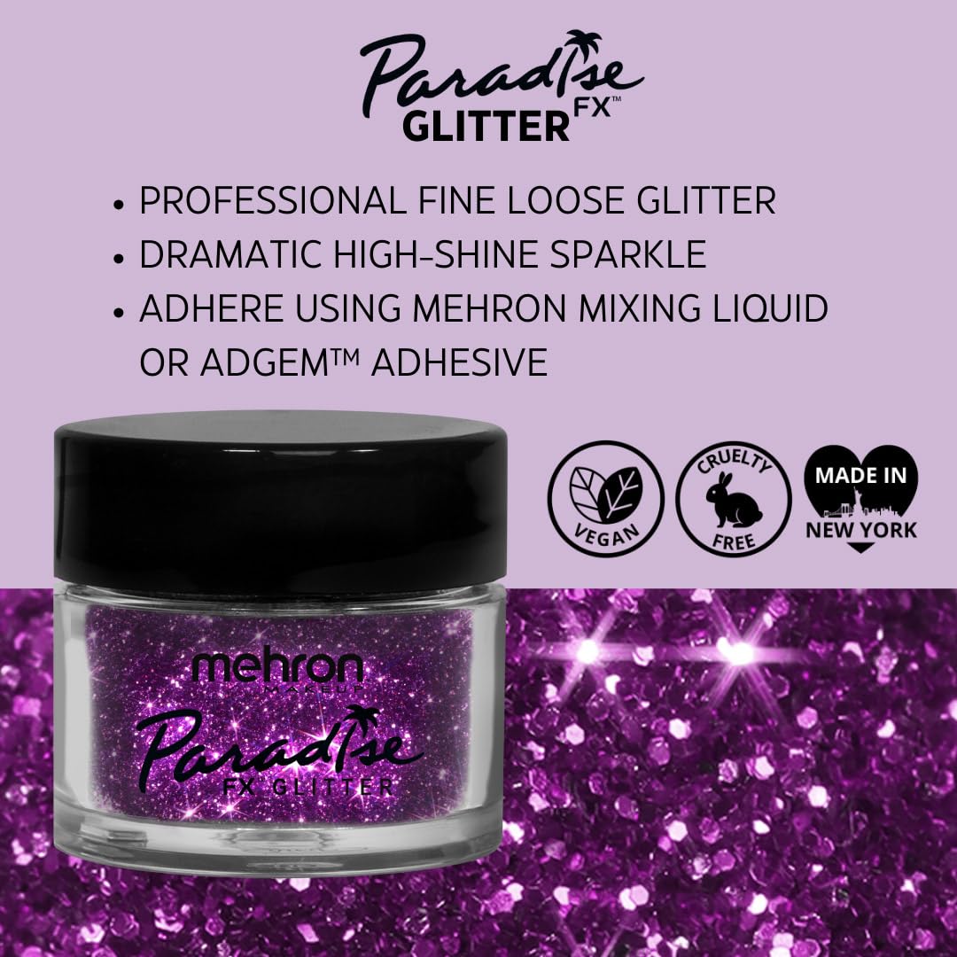 Mehron Makeup Paradise Glitter FX | Professional Cosmetic for Makeup & Art | Vibrant & Shimmering Loose Glitter .25 oz (7 g) (Fuchsia) Beauty & Personal Care Mehron