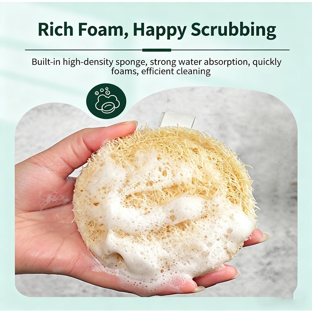 Pwefopessc Loofah Sponges Natural BPA Free Loofah for Dishes, Natural Loofah & Silver Wire Kitchen Sponge with Hanging Loop for Cookware,Exfoliating Beauty and Personal Care Pwefopessc