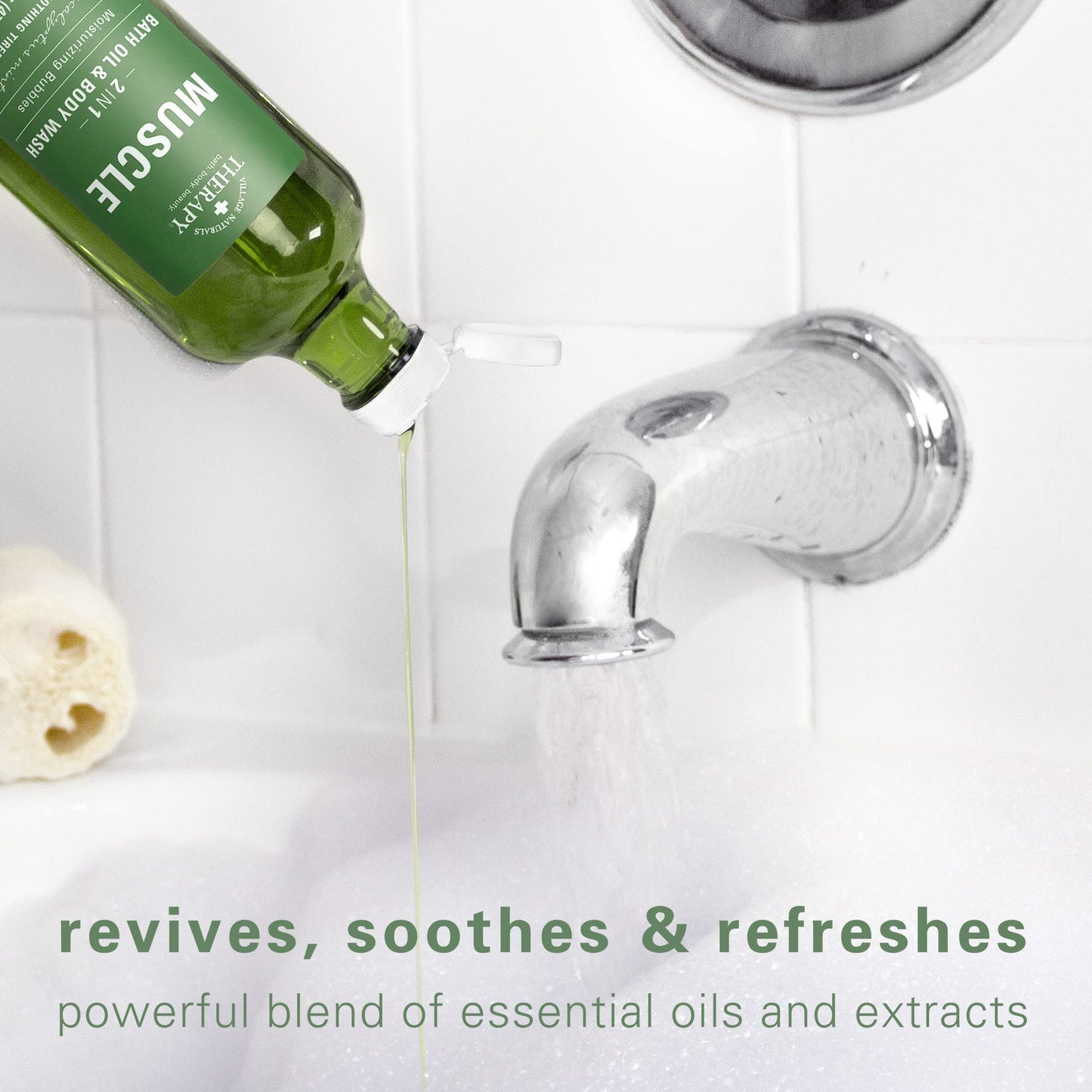 Village Naturals Therapy Muscle Foaming Bath Oil and Body Wash 16 oz. 2 pack, Green, 16 oz Beauty & Personal Care Village Naturals Therapy