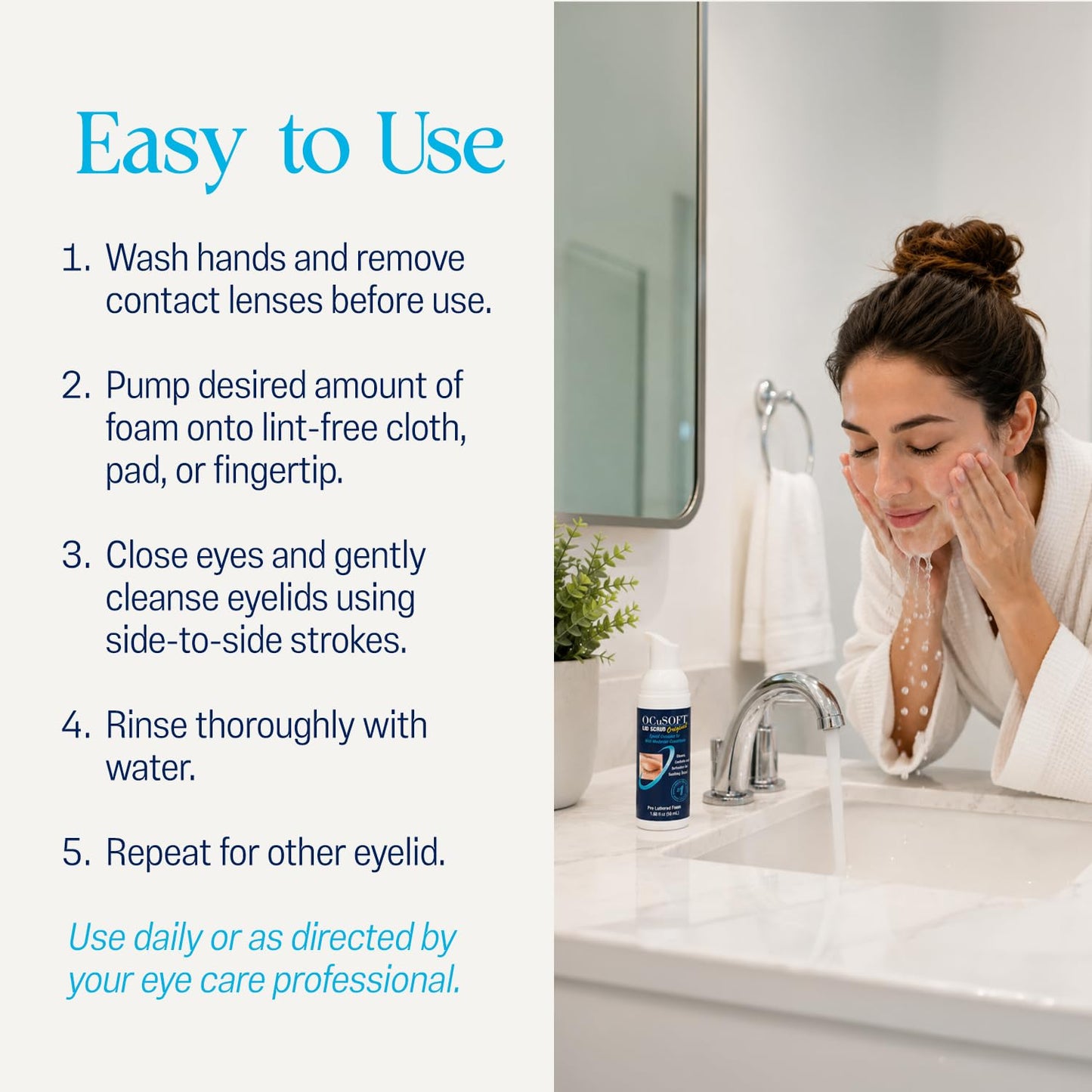 OCuSOFT Original Foaming Eyelid Cleanser - Mild Instant Foam to Remove Oil, Dust, Pollen & Makeup - 1.68 fl oz Beauty and Personal Care OCuSOFT