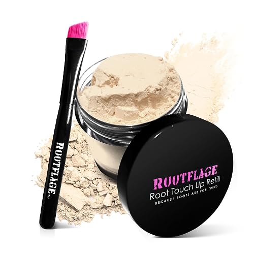 Rootflage Instant Blonde Hair Touch Up Powder - Temporary Color, Root Concealer, Thinning Hair Powder with Refill Jar and Brush (02 Cool Blonde) Beauty & Personal Care Rootflage