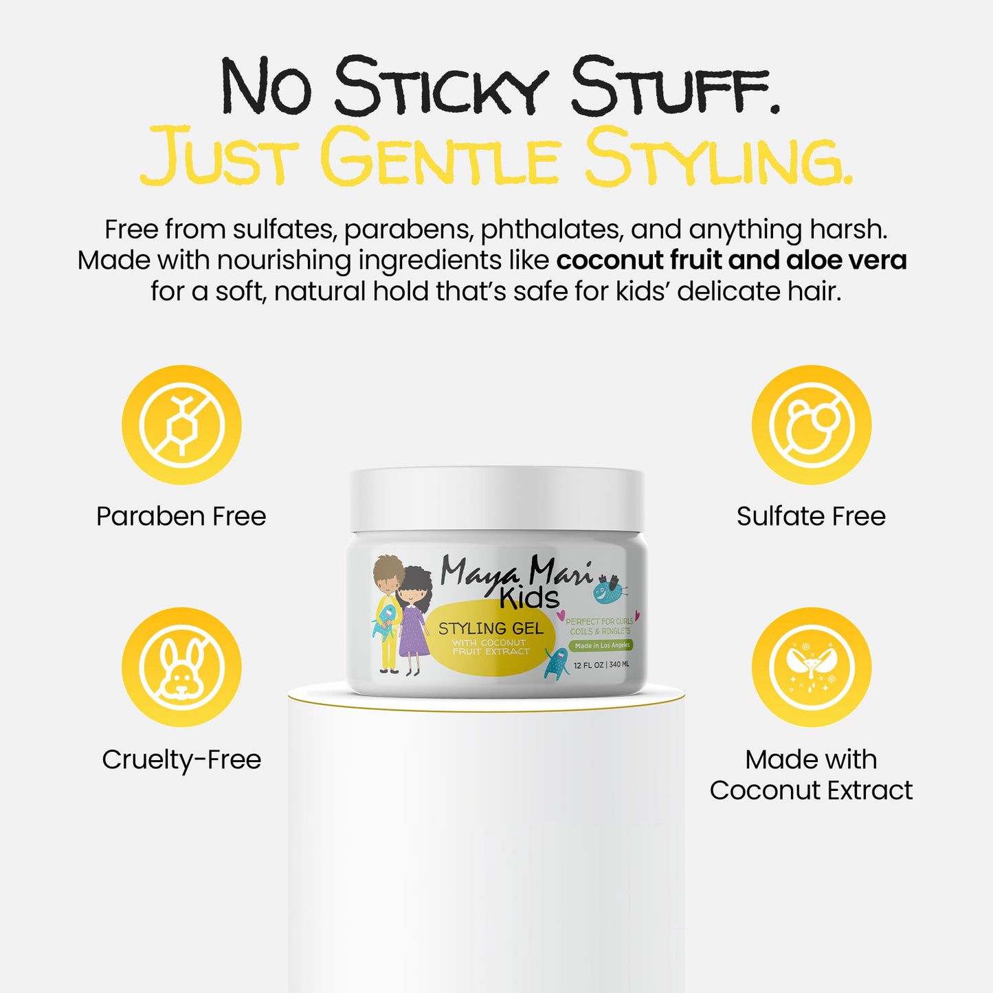 MAYA MARI Kids Hair Styling Gel with Coconut Fruit Extract | Safe & Gentle Baby Hair Gel for Toddlers | Sulfate-Free Hair Gel for Boys & Girls, 12 oz Beauty & Personal Care MAYA MARI