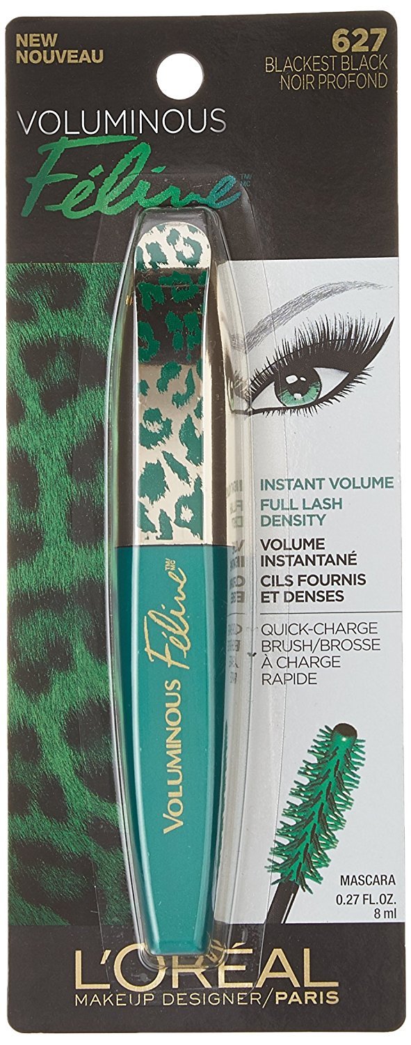 L'Oreal Paris Cosmetics Voluminous Feline Washable Mascara, Blackest Black, 1 Tube Beauty & Personal Care L'Oreal Paris