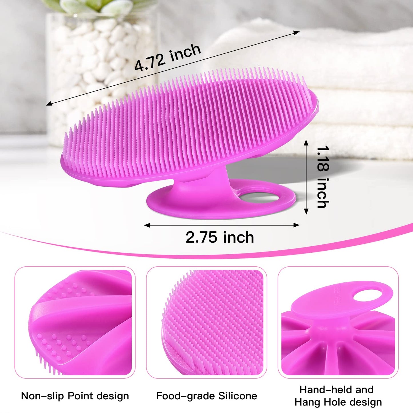 INNERNEED Food-Grade Soft Silicone Body Cleansing Brush Shower Scrubber, Gentle Exfoliating and Massage for All Kinds of Skin (Purple+Dark Green) Beauty & Personal Care INNERNEED
