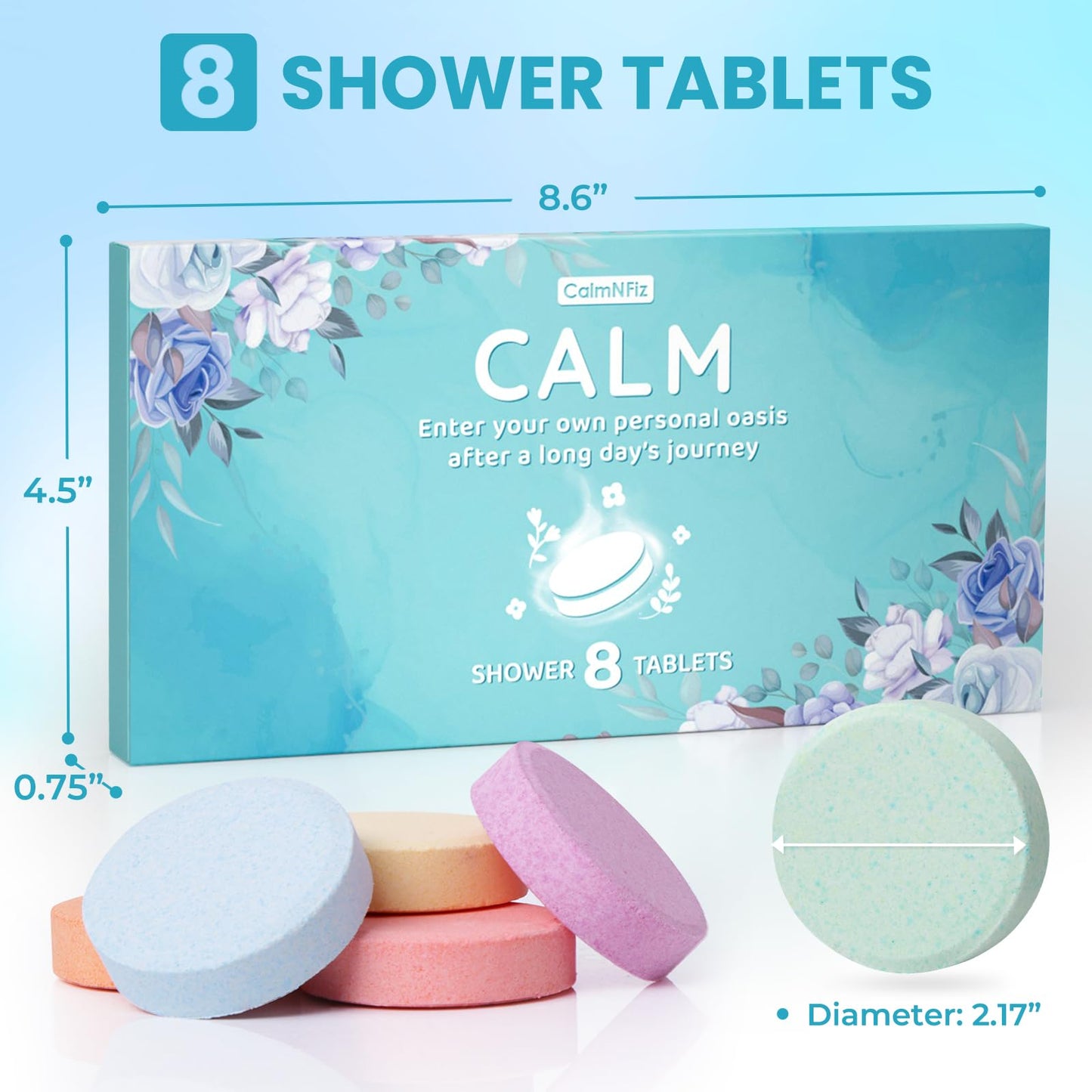CalmNFiz Shower Steamers 8 Pack Set, Scented Shower Bombs Tablets in Box with 8 Fragrances, Fathers Day Gift for Dad, Self-Care & Relaxation Birthday Beauty and Personal Care CalmNFiz