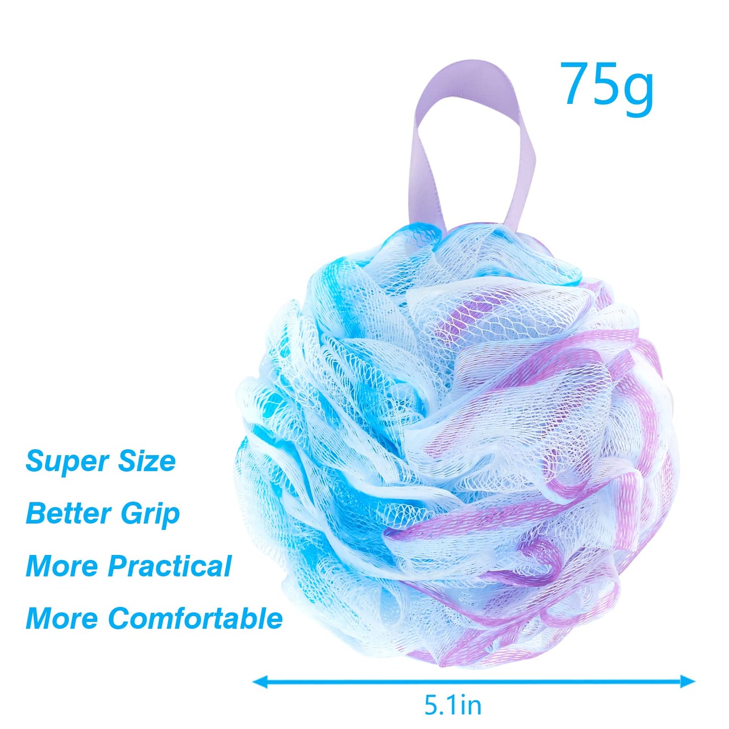 Yimingbuty 4 Pack Bath Shower Loofah Sponge, 75g Mesh Pouf Shower Ball, Exfoliating Body Scrubber for Silky Skin Body Washing, Flower Color, White Beauty and Personal Care YGACHE