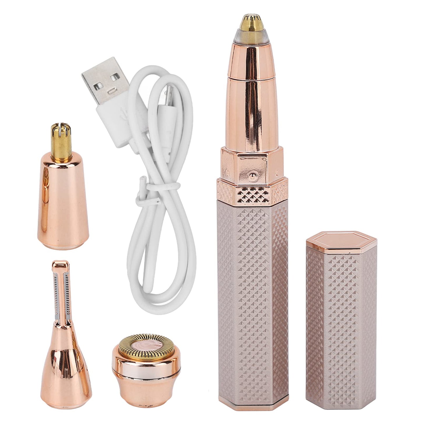 Dioche Facial Hair Remover for Women, 4 in 1 Rechargeable Nose Hair Trimmer & Eyebrow Shaver, Painless Electric Face Shaver for, Chin, Upper Lip Beauty and Personal Care Dioche
