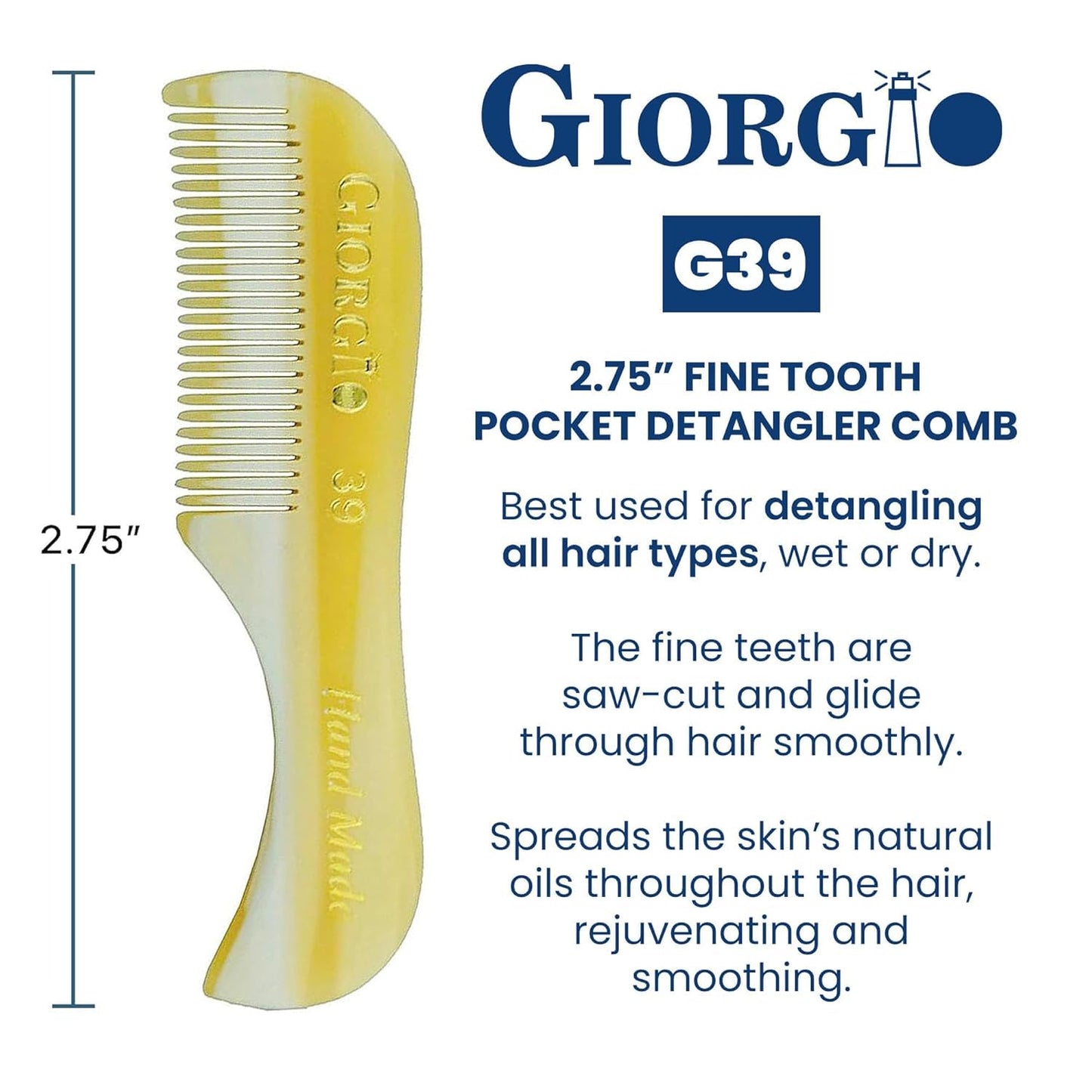 Giorgio G39 Extra Small Men's Fine Toothed Beard and Mustache Comb for Facial Hair Grooming and Styling. Add this pocket comb to your hair styling Beauty and Personal Care GIORGIO