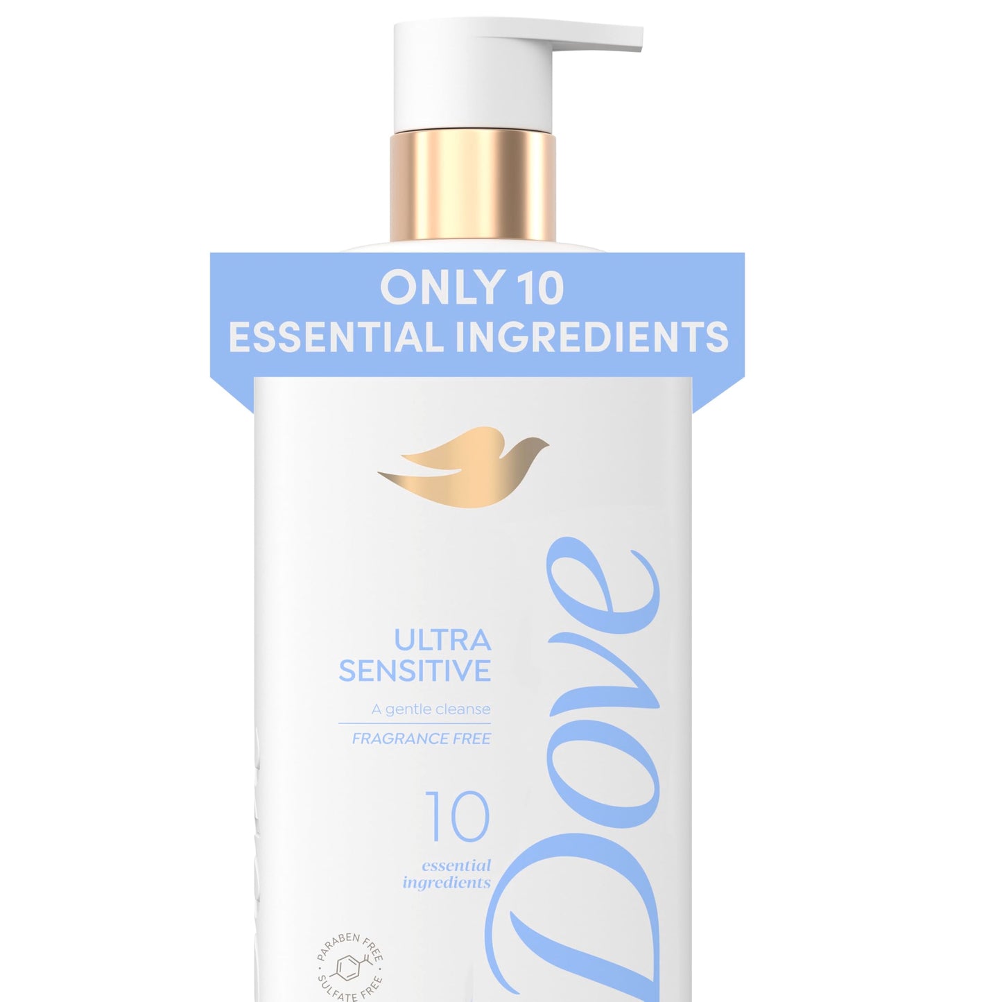 Dove Fragrance Free Body Wash Ultra Sensitive Gentle all-over cleanse 10 essential ingredients 18.5 oz Beauty & Personal Care Dove