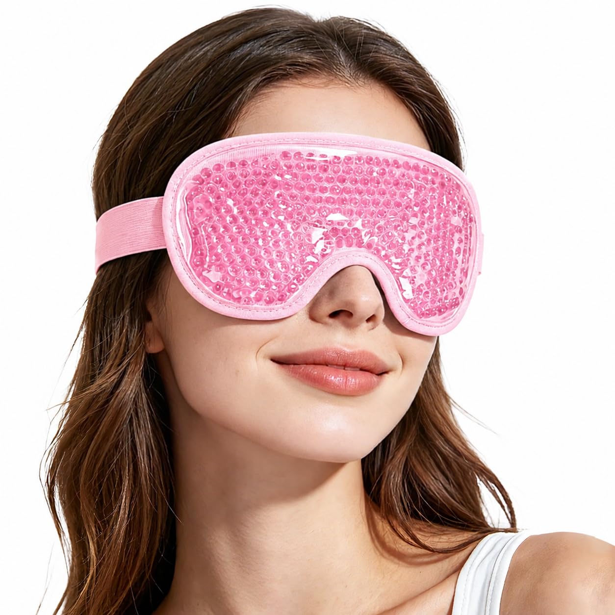 NEWGO Cooling Gel Cold Eye Mask for Puffy Eyes, Reusable Ice Pack with Soft Plush Backing for Dark Circles, Migraine, Stress Relief - Pink Beauty and Personal Care NEWGO Default Title