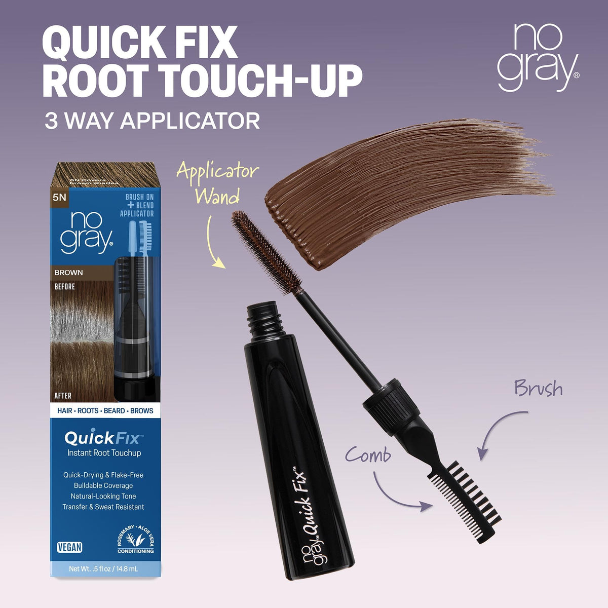 No Gray Quick Fix, 7N Light Brown, Instantly Hide Gray, Silver & White Hair, Easy to Use Applicator, Compact & Travel Friendly, Vegan & Cruelty Free Beauty & Personal Care No Gray