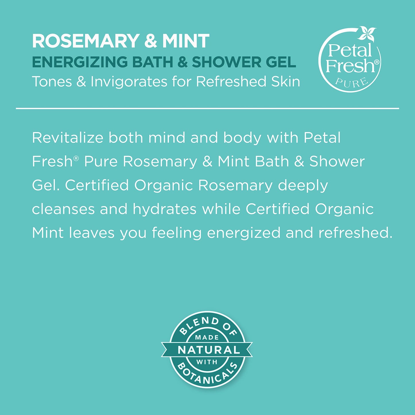 Petal Fresh Rosemary & Mint Bath & Shower Gel, Pure Energizing Body Gel, Daily Cleansing, Natural Body Care, Vegan and Cruelty Free, 16 oz Beauty & Personal Care Petal Fresh