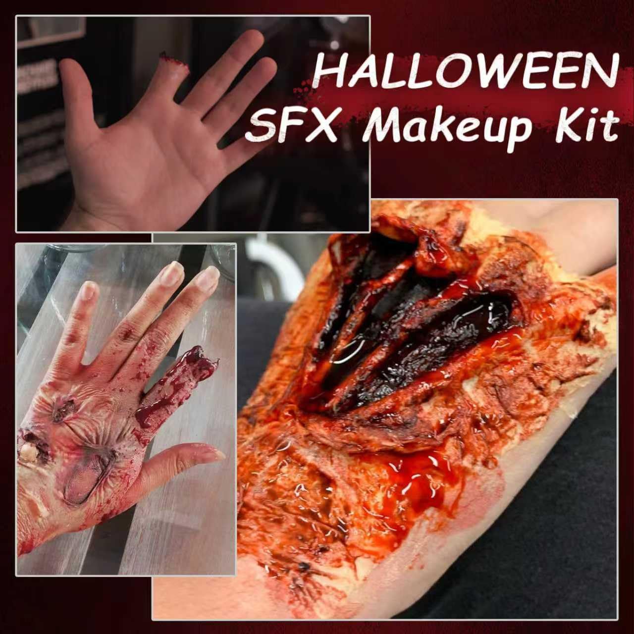 SFX Makeup Kit Scars Wax, Fake Blood Spray, Professional Scar Wax&Blood Effects Set with Coagulated Blood Gel&Spray, Metal Spatula, Sealer & Black Beauty & Personal Care VPCRT6