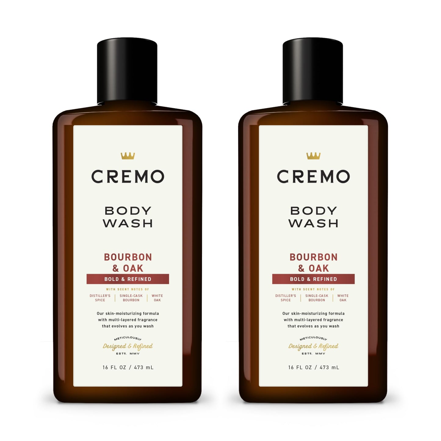 Cremo Rich-Lathering Bourbon & Oak Body Wash, A Sophisticated Blend of Distillers Spice,16 Fl Oz (2-Pack), Packaging may vary Beauty & Personal Care Cremo