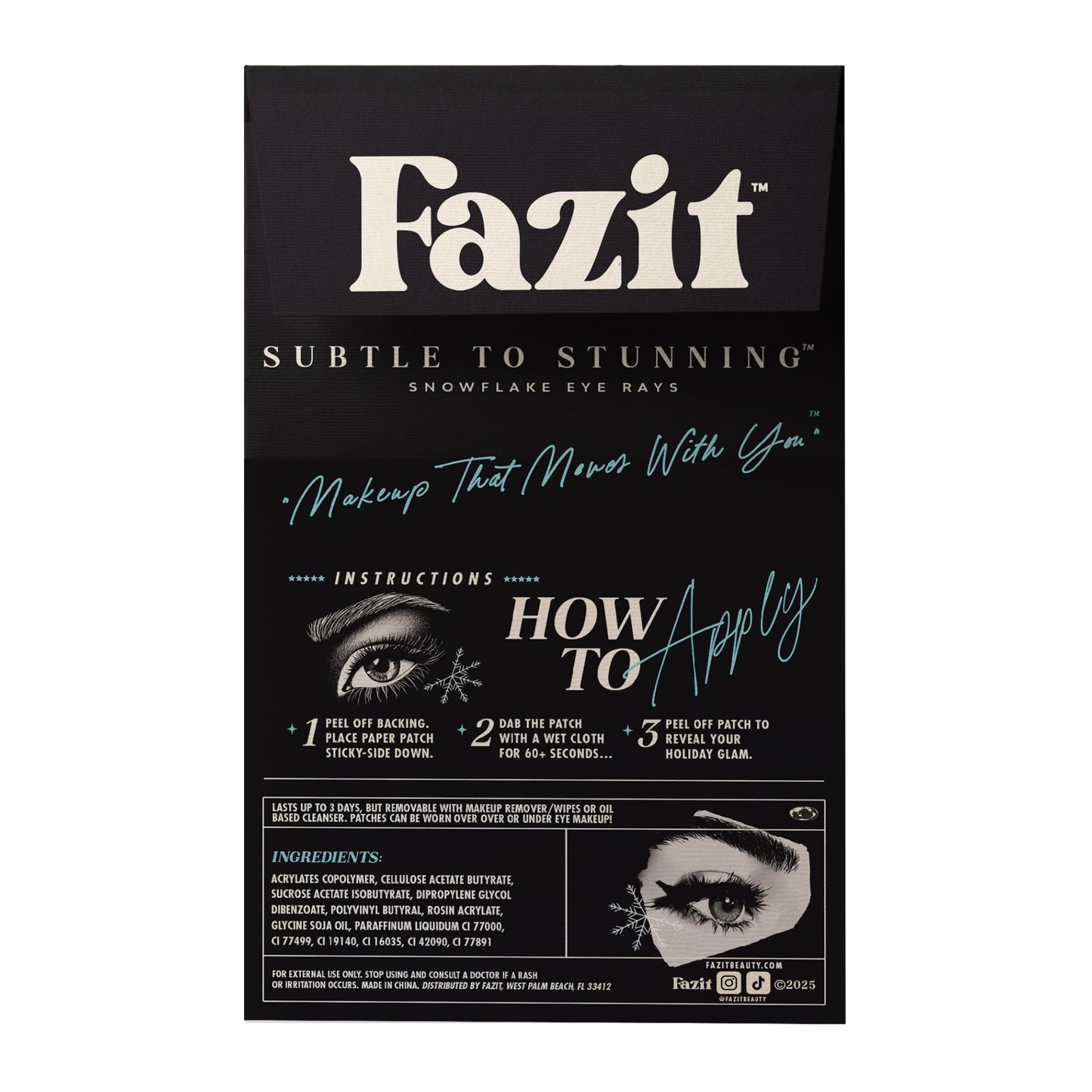 Fazit Makeup Patches - Snowflake Eye Rays - Glow Up Make-Up Patches - Cute Glitter Makeup Accessories for Women - Cosmetic Glitter for Face Beauty & Personal Care Fazit