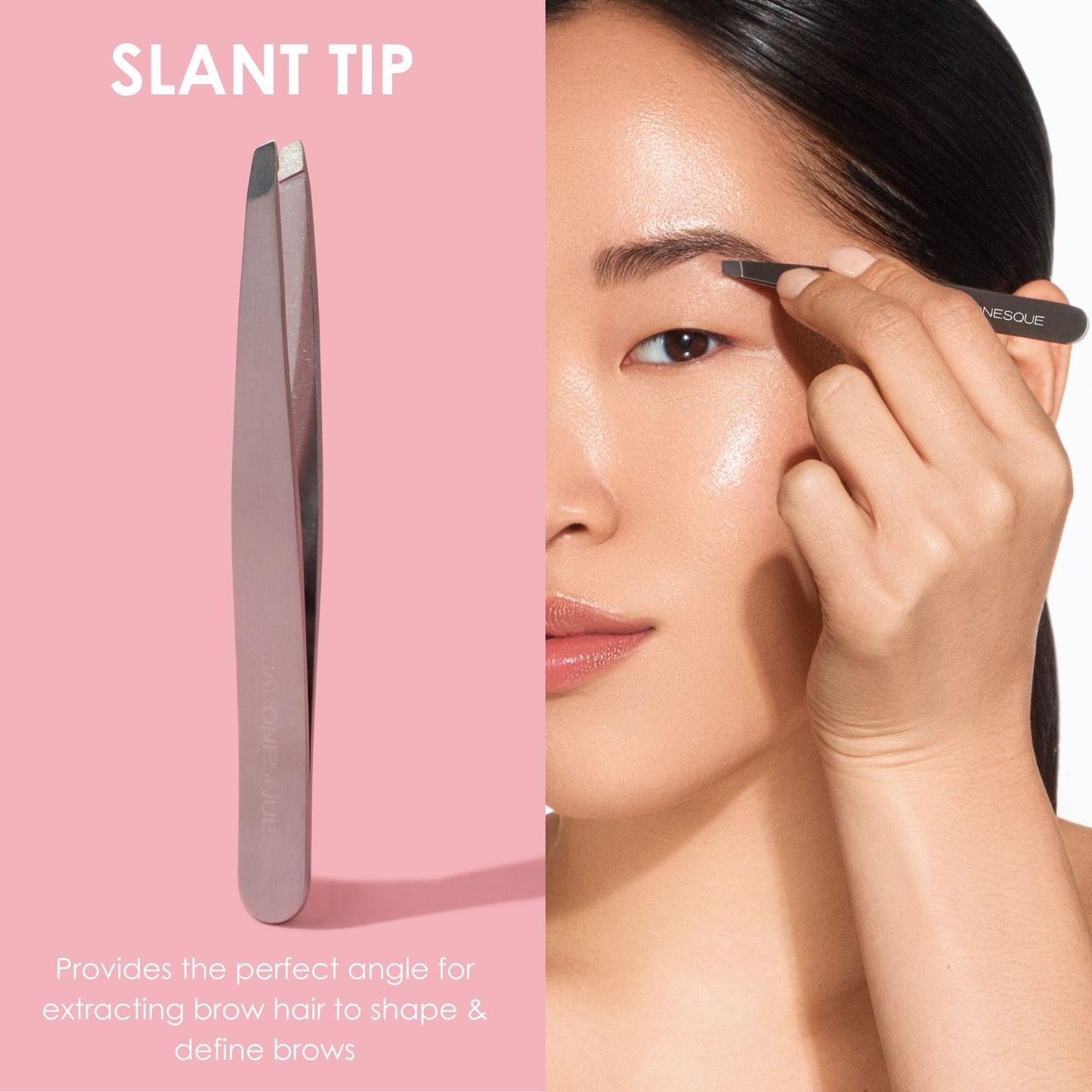 JAPONESQUE Slant Tweezer, with Precision Crafted, Hand Sharpened Tips for Shaping and Defining Brows, Includes Protective Storage Pouch Beauty and Personal Care JAPONESQUE