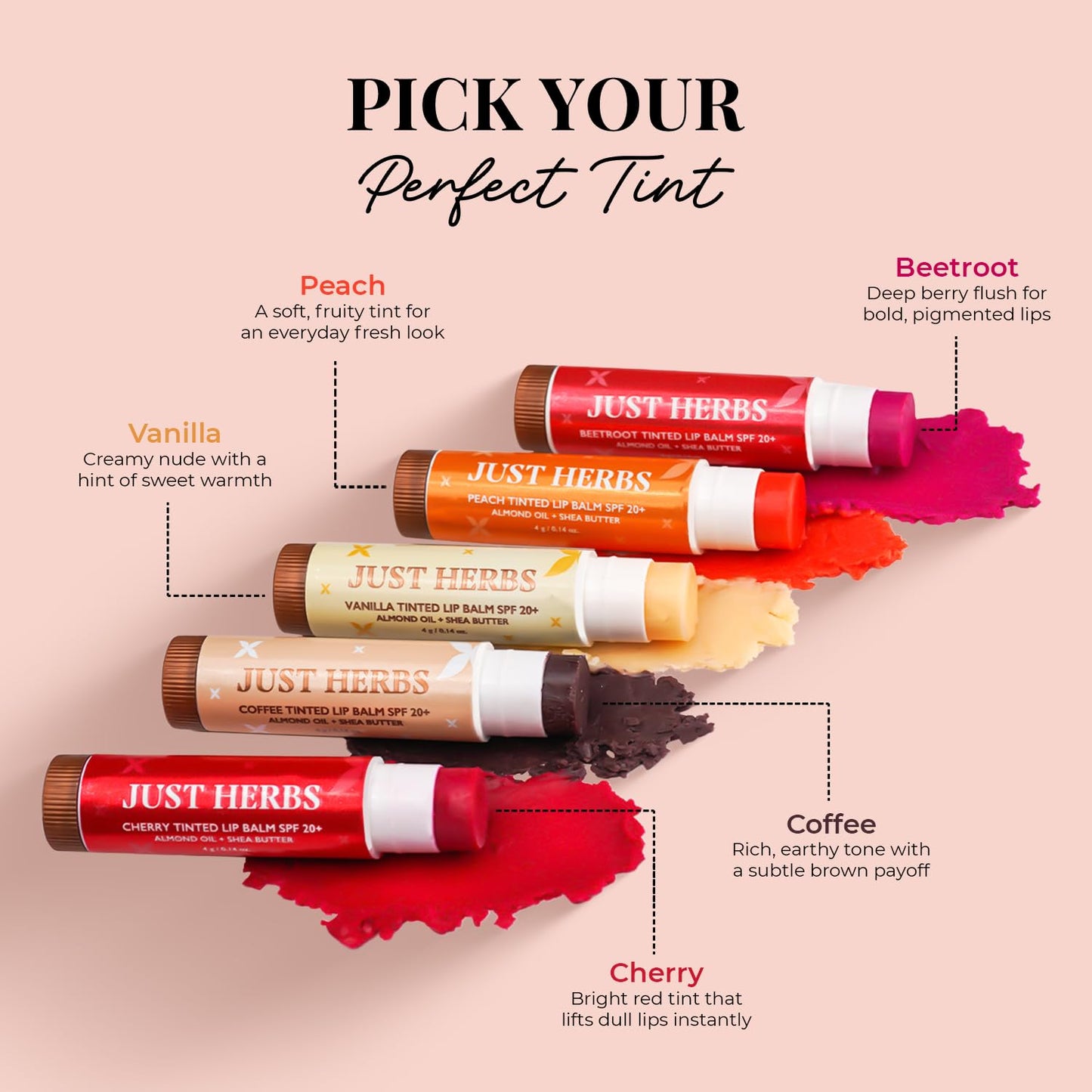 Just Herbs Tinted Lip Balm SPF 20+ Beetroot Beauty and Personal Care Just Herbs