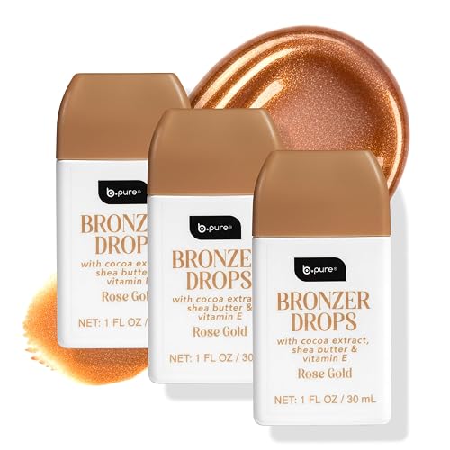 b.pure Moisturizing Bronzer Drops | Rose Gold | Tinted Face & Skin Glow Enhancer | 1 oz, 3-Pack Beauty & Personal Care b.pure