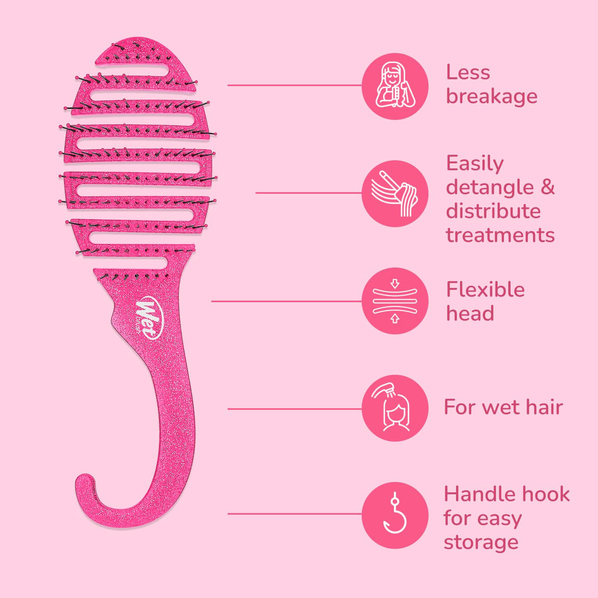 Wet Brush Shower Hair Brush Detangler - Exclusive Ultra-soft IntelliFlex Bristles - Minimizes Pain And Protects Against Split Ends and Breakage - Comb