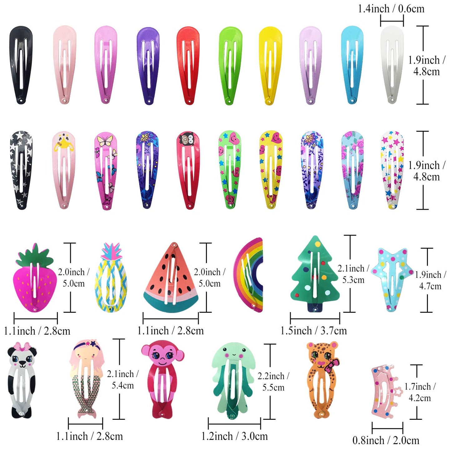 Funtopia Hair Clips for Girls,100 Pcs No Slip Metal Snap, Barrettes for Kids Teens Women, Cute Candy Color Cartoon Design Hair Pins (Animals Fruits Beauty and Personal Care Funtopia
