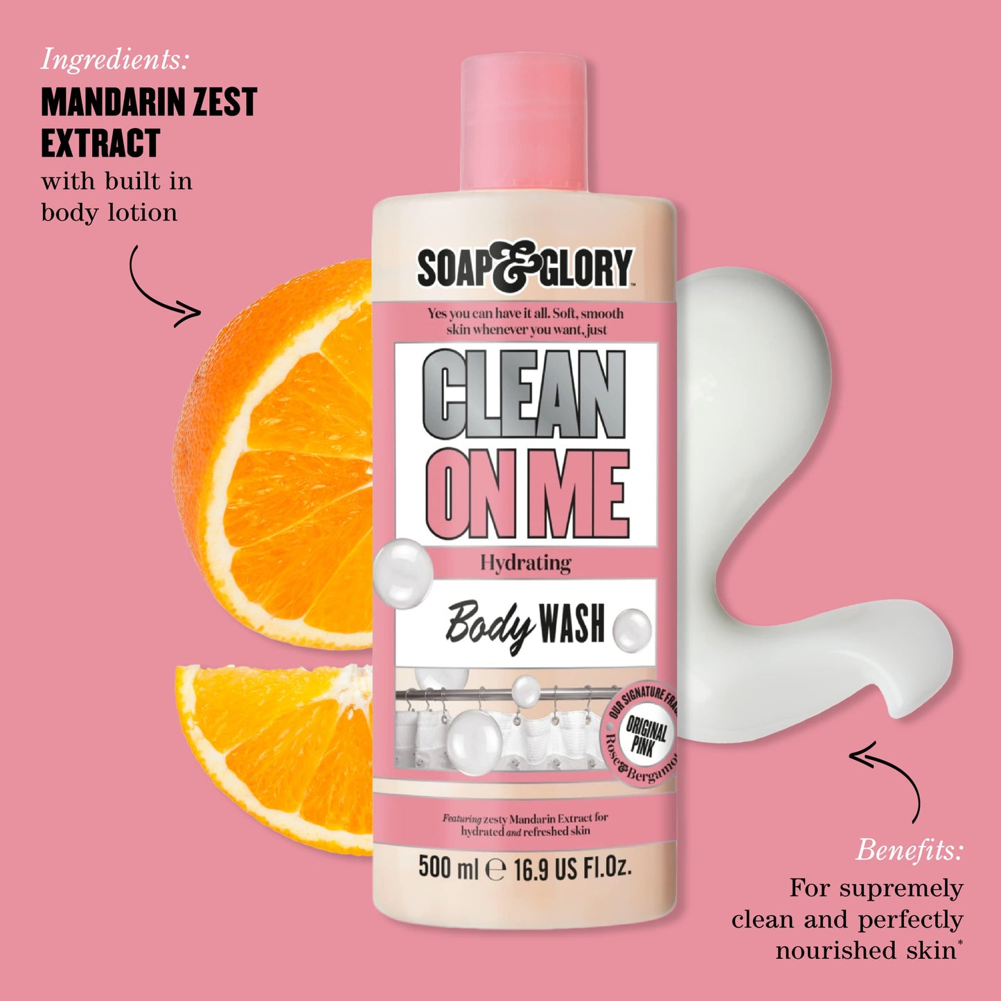 Soap & Glory Original Pink Body Wash for Women - Rose & Bergamot Shower Gel for Dry Skin - Moisturizing Body Soap for Soft, Hydrated Skin - Original Beauty & Personal Care Soap & Glory