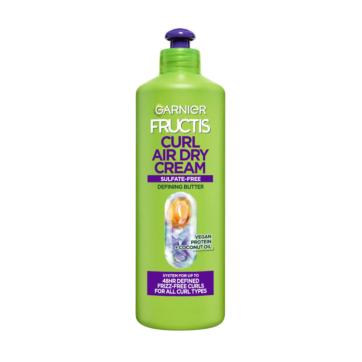 Garnier Fructis Curl Nourish Air Dry Cream XL Leave In Conditioner, Sulfate-Free Curl Defining Cream For Moisture and Frizz Control Waves, Curls,